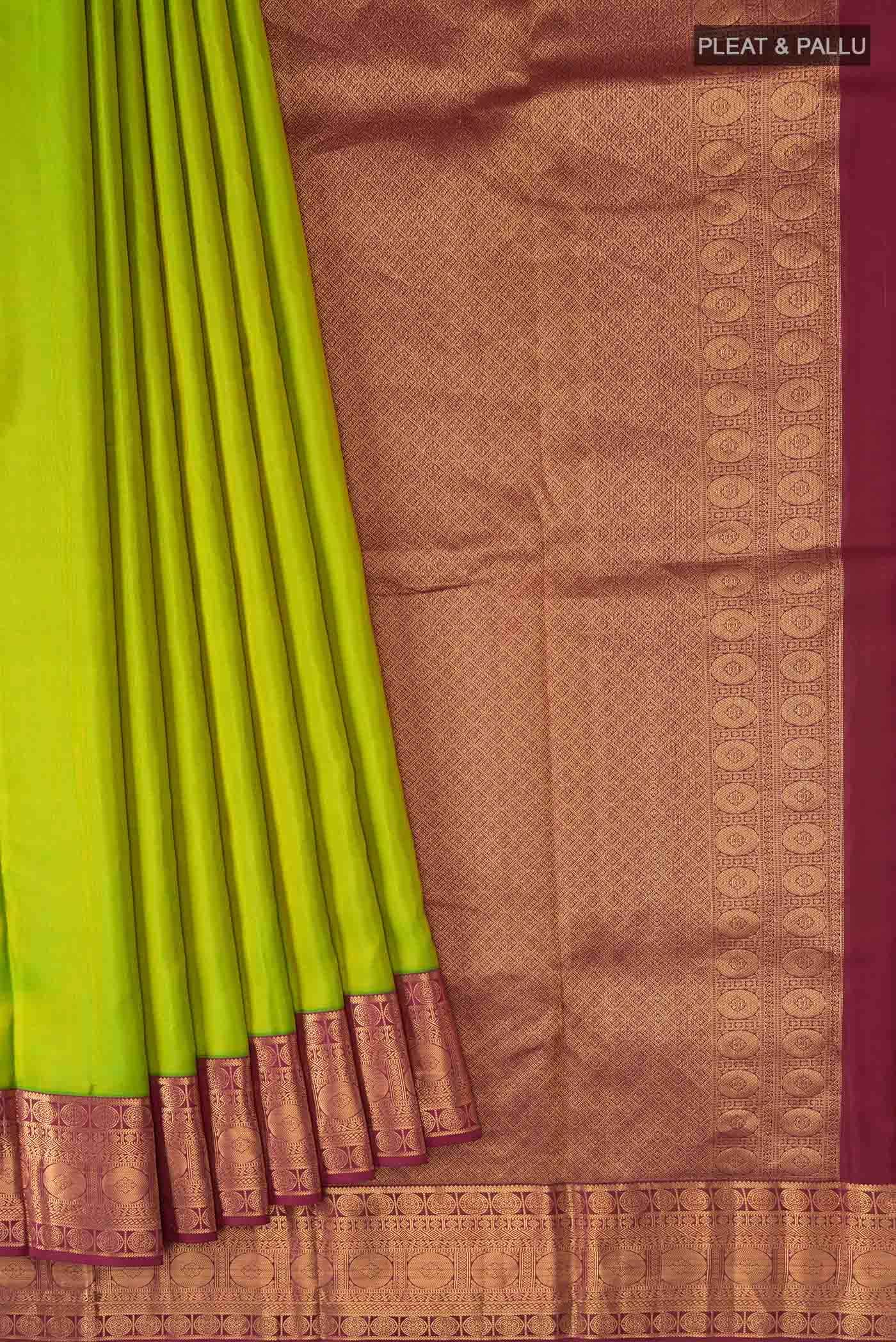 Parrot Green Kanchipuram Silk Saree