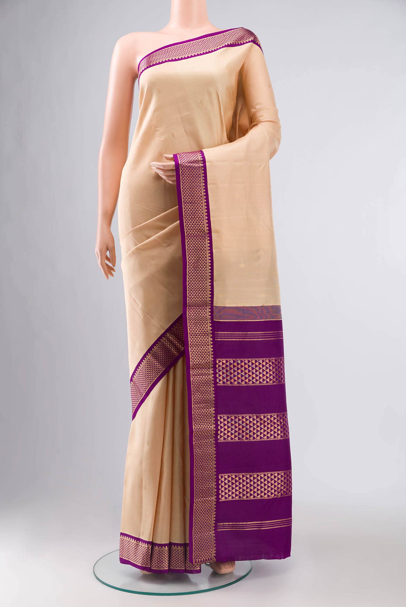 Beige Kanchipuram Silk Saree