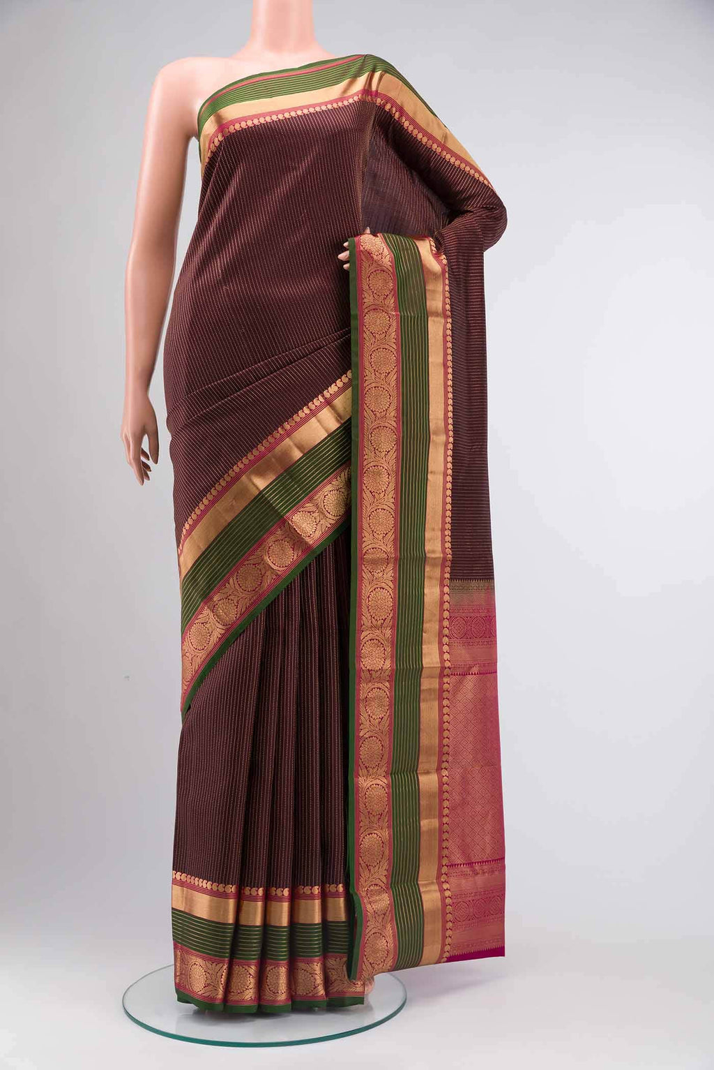 Brown Kanchipuram Silk Saree