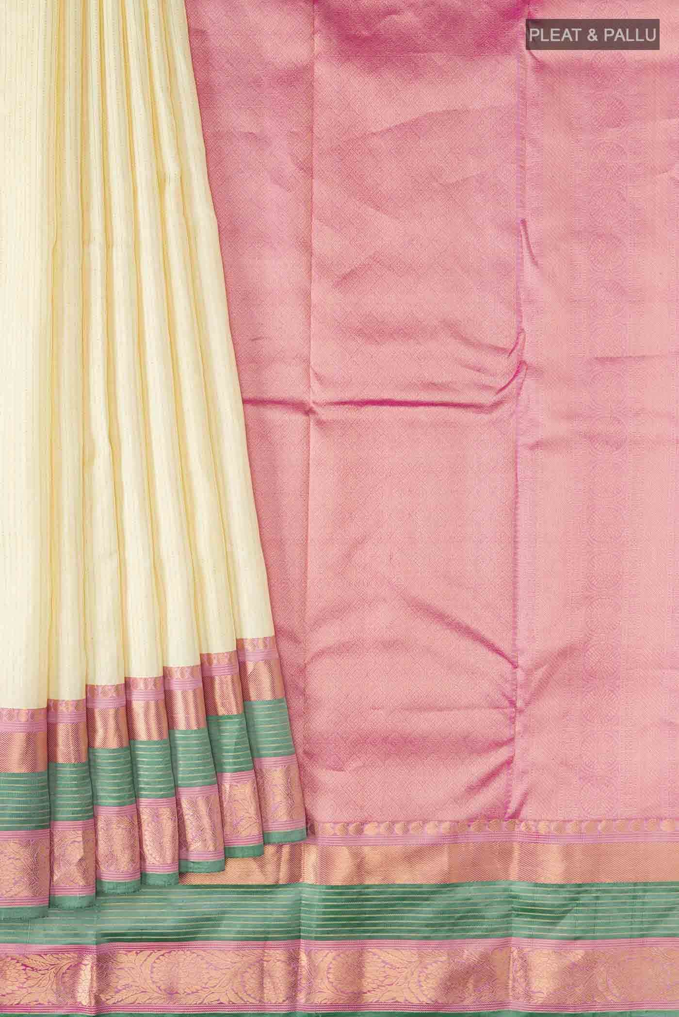 Cream Kanchipuram Silk Saree