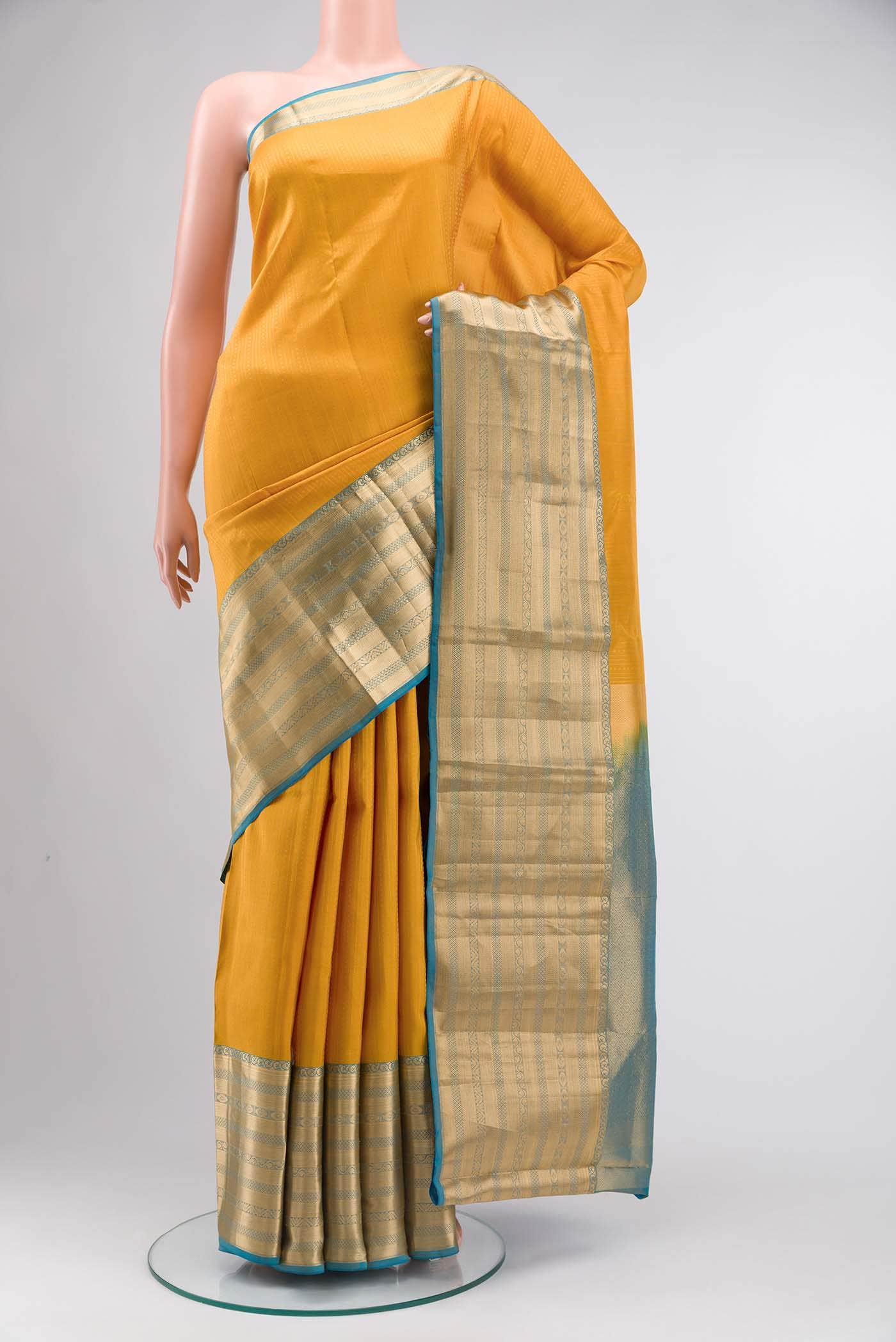 Yellow Kanchipuram Silk Saree