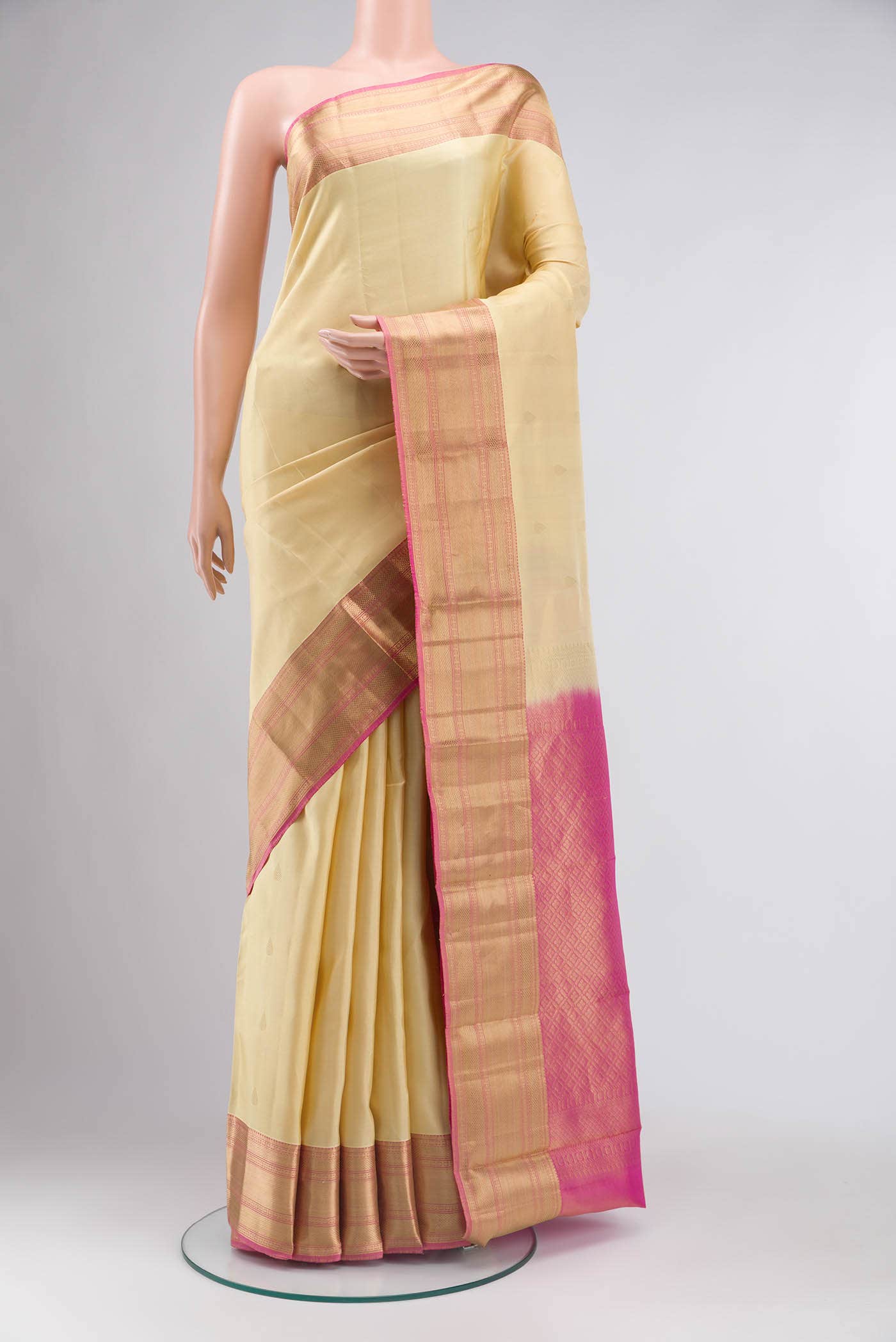 Beige Kanchipuram Silk Saree