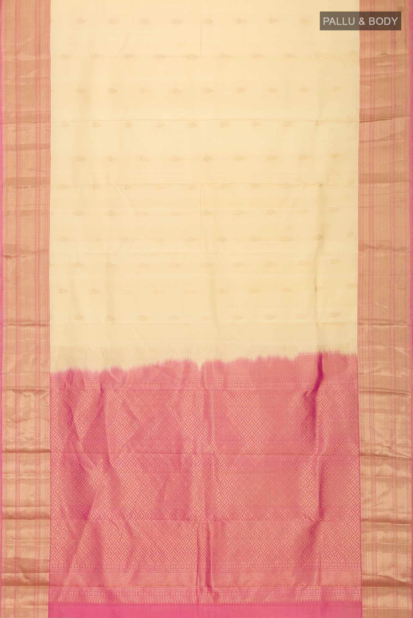 Beige Kanchipuram Silk Saree