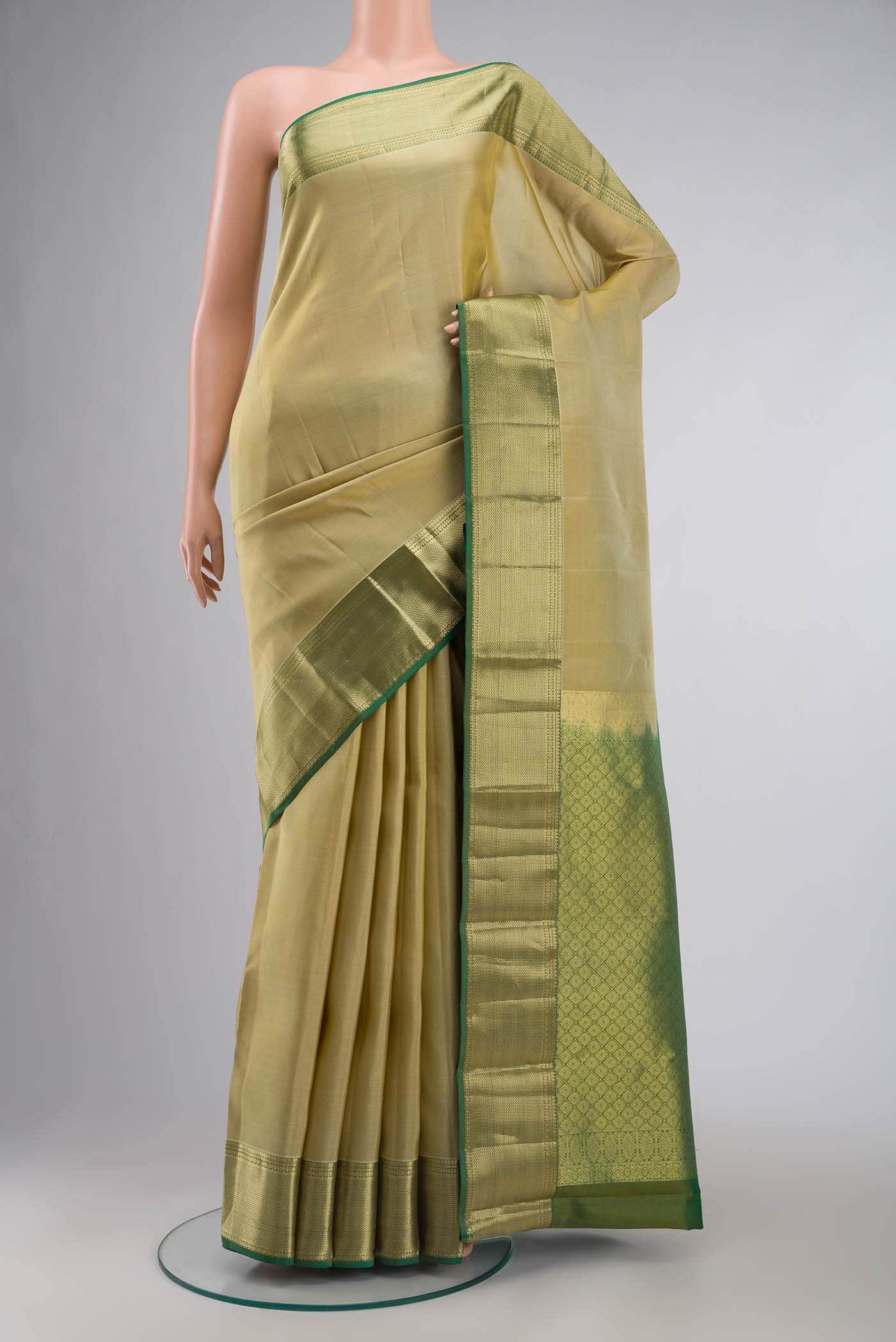 Beige Kanchipuram Silk Saree