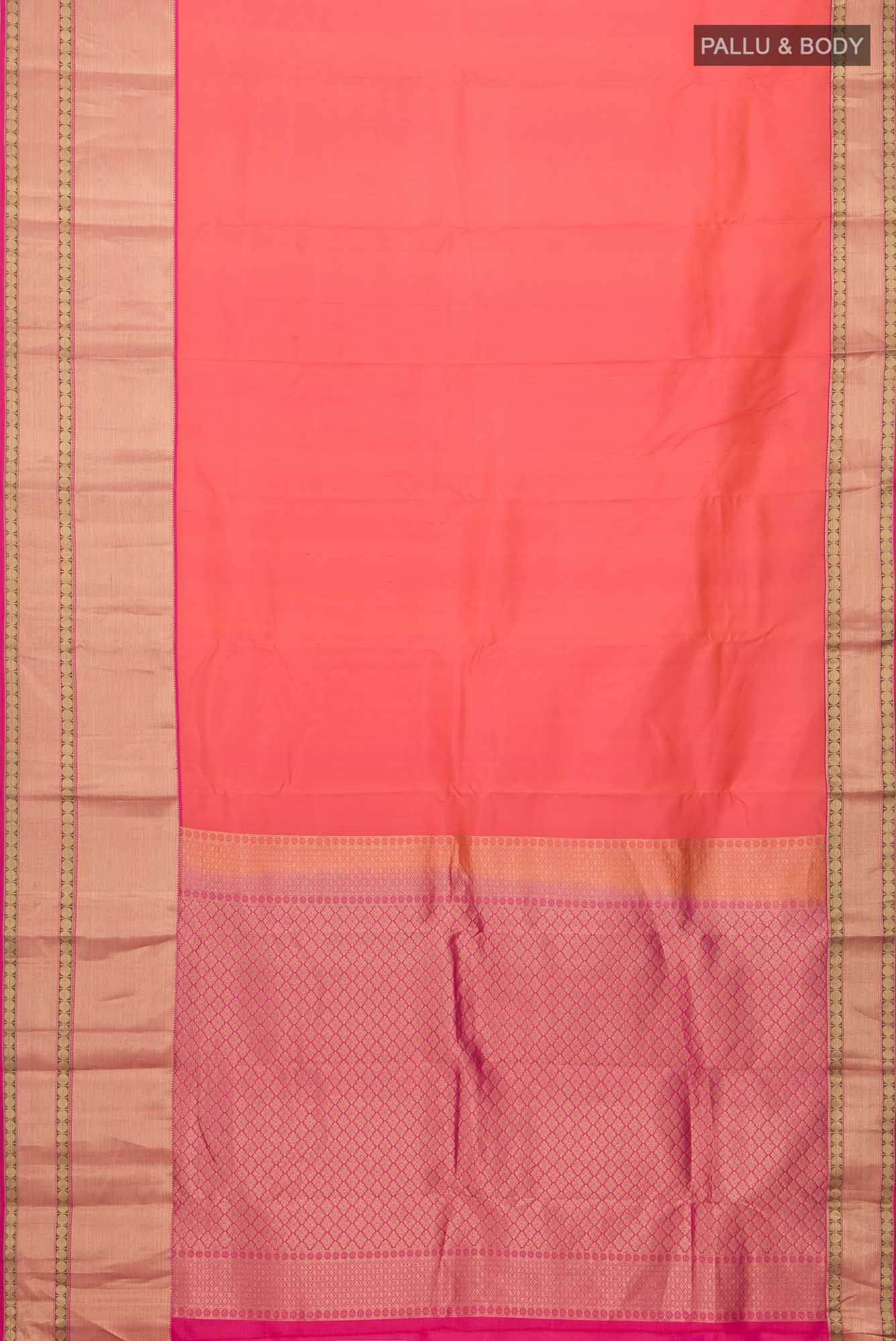 Orange with Pink Dual Tone Kanchipuram Silk Saree