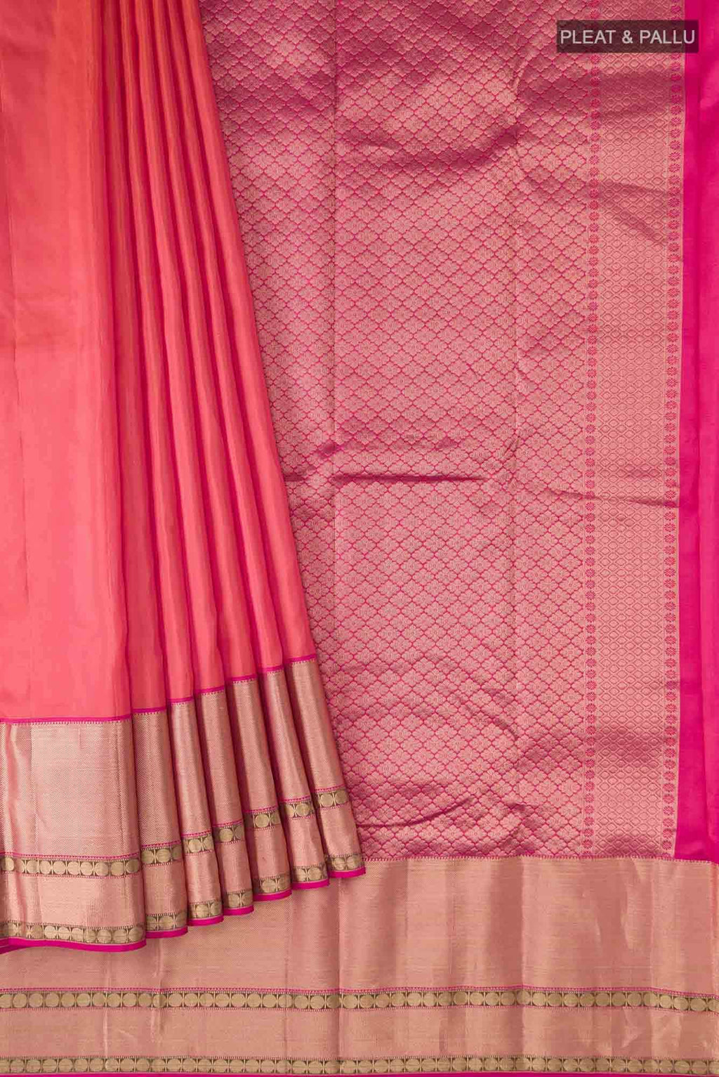 Orange with Pink Dual Tone Kanchipuram Silk Saree