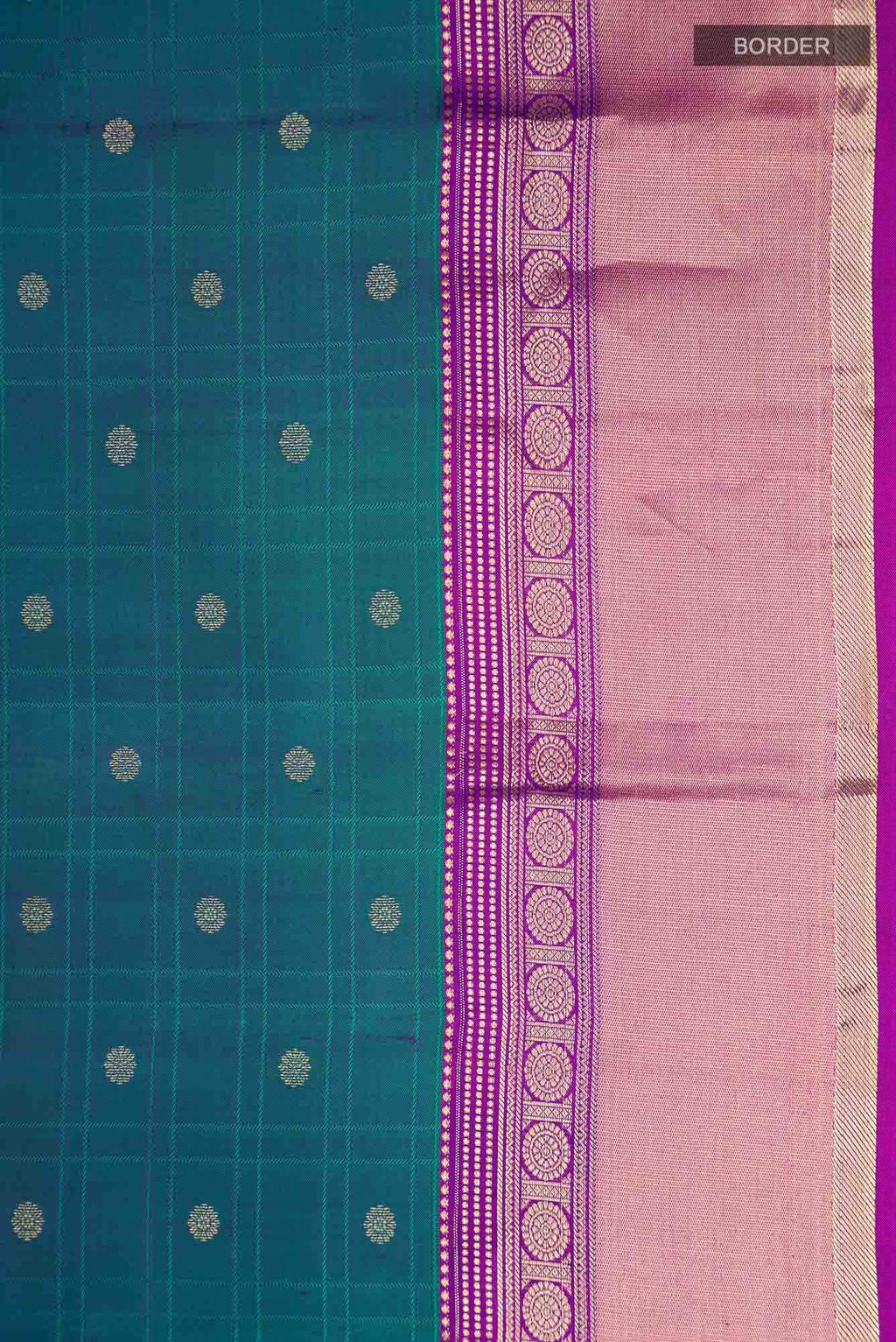 Blue with Green Dual Tone Kanchipuram Silk Saree