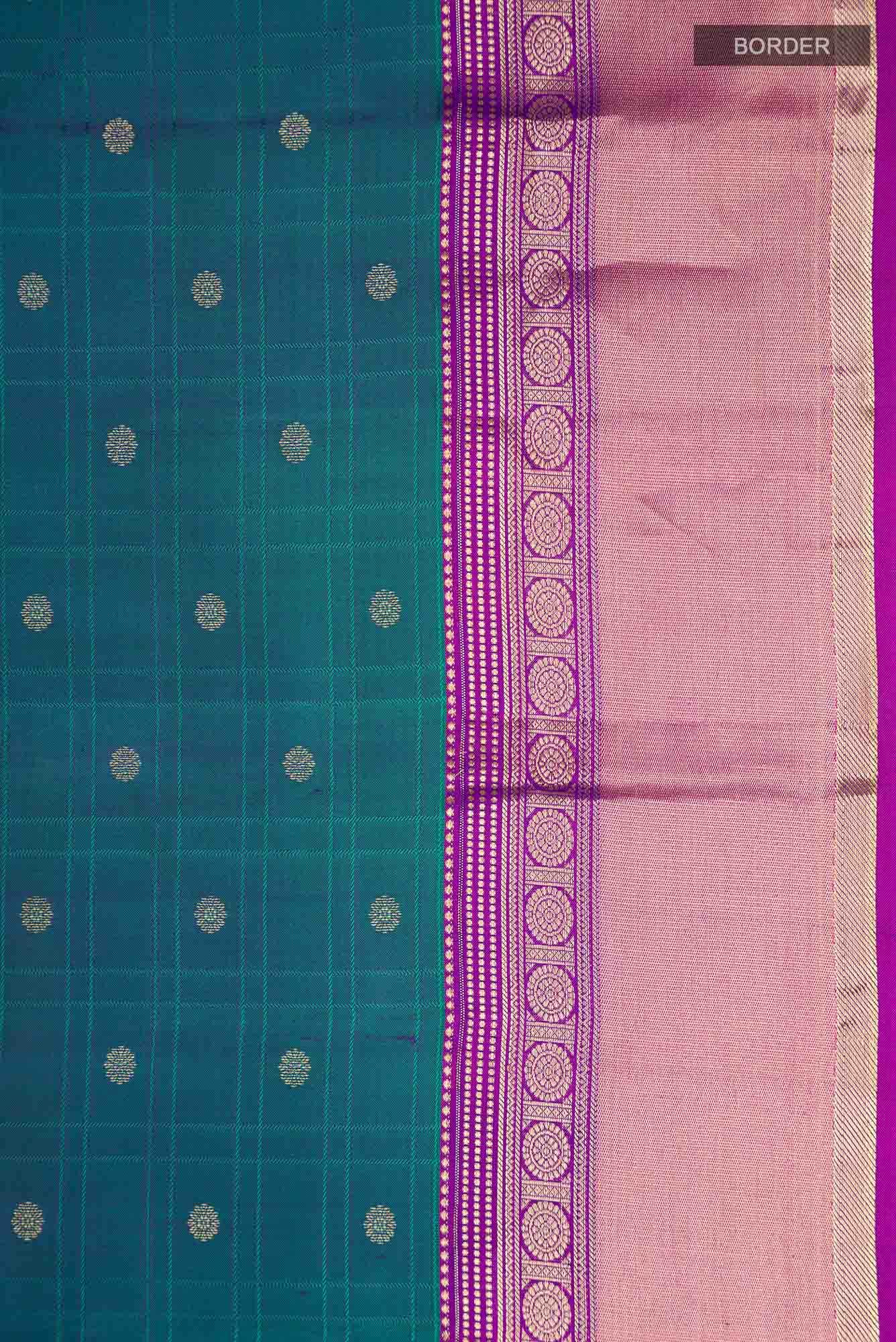 Blue with Green Dual Tone Kanchipuram Silk Saree