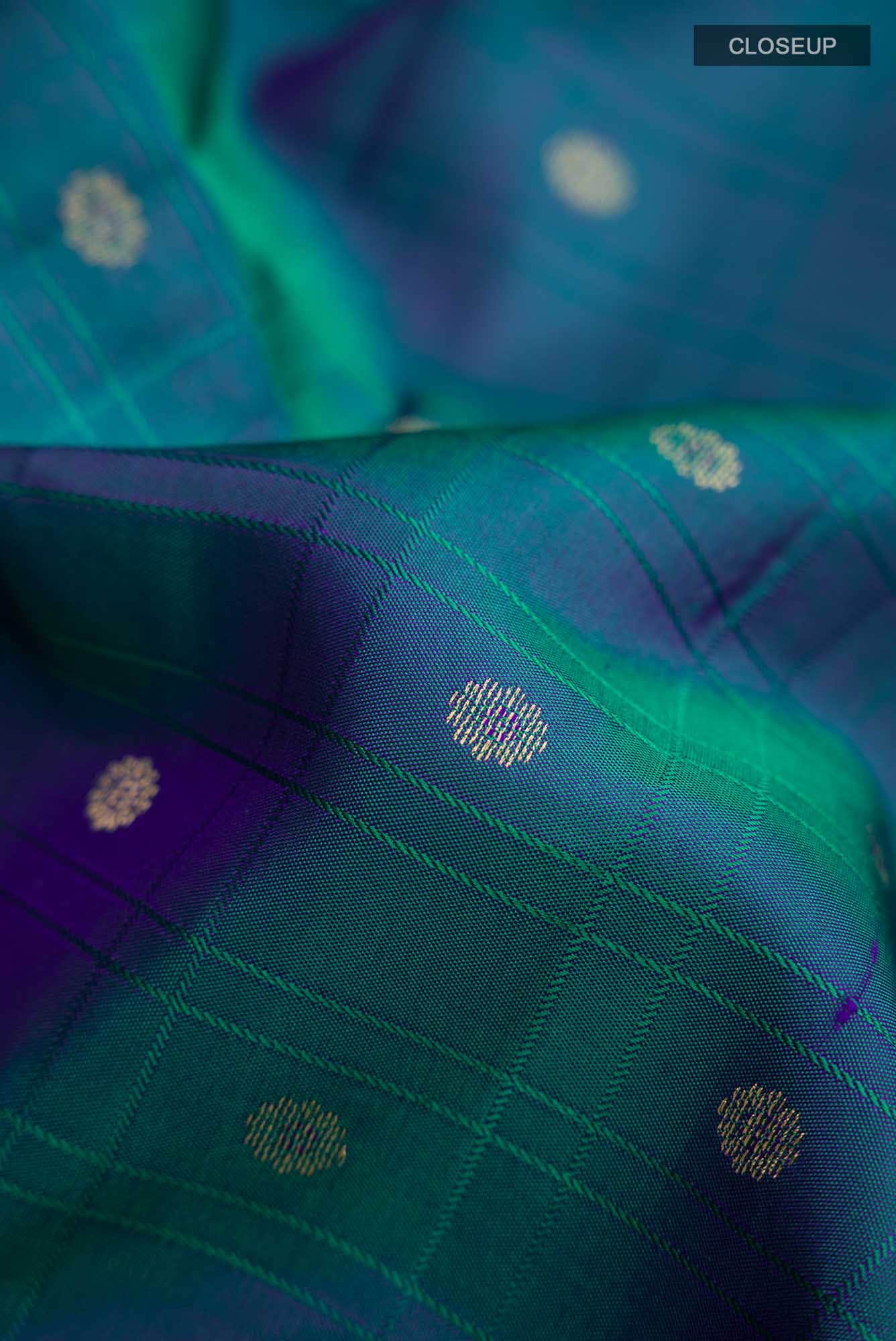 Blue with Green Dual Tone Kanchipuram Silk Saree