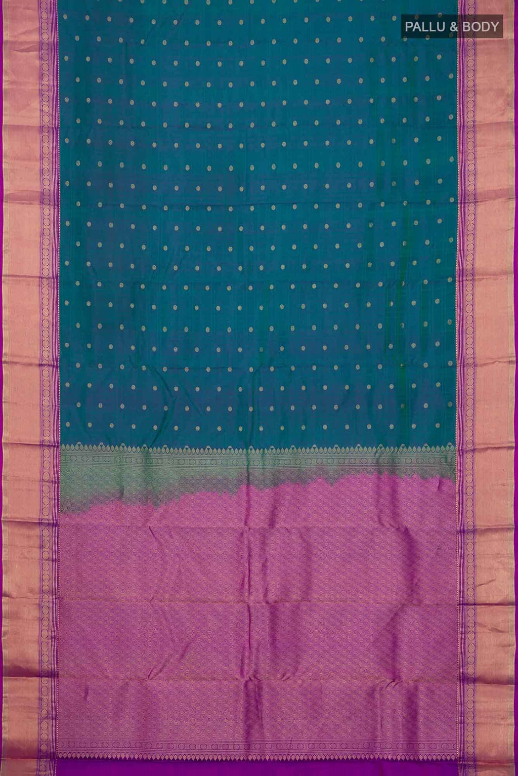 Blue with Green Dual Tone Kanchipuram Silk Saree