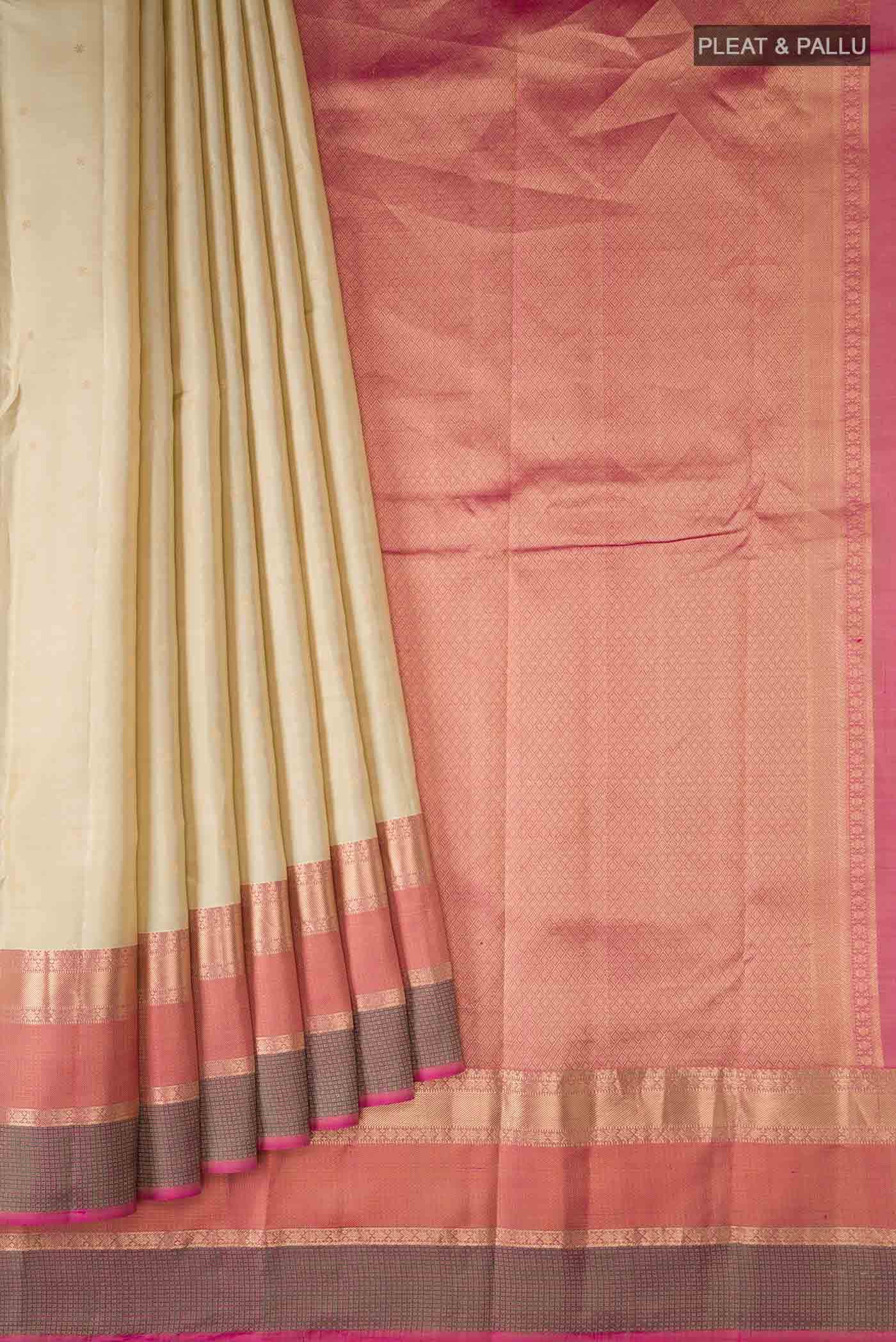 Beige Kanchipuram Silk Saree