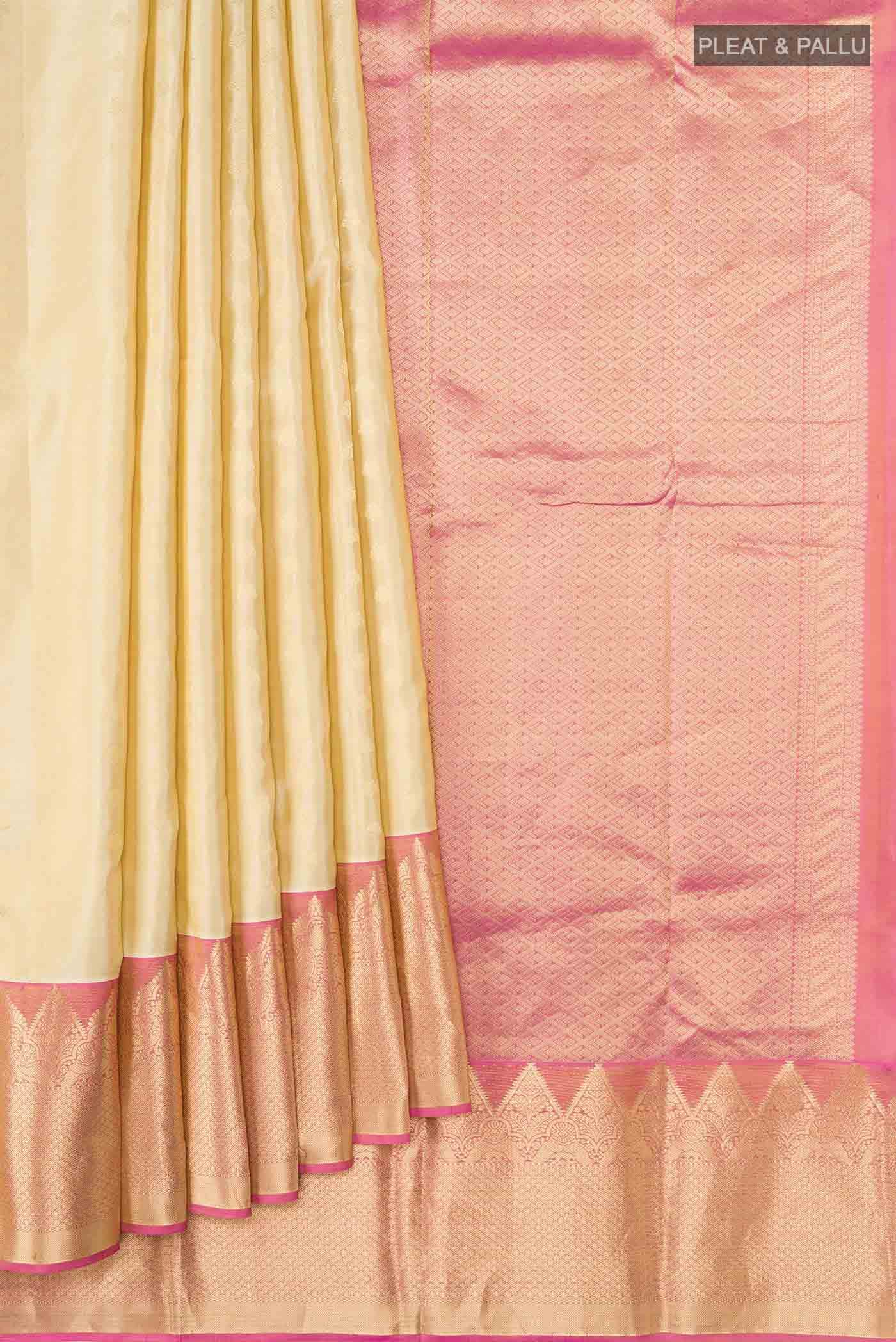 Beige Dual Tone Kanchipuram Silk Saree