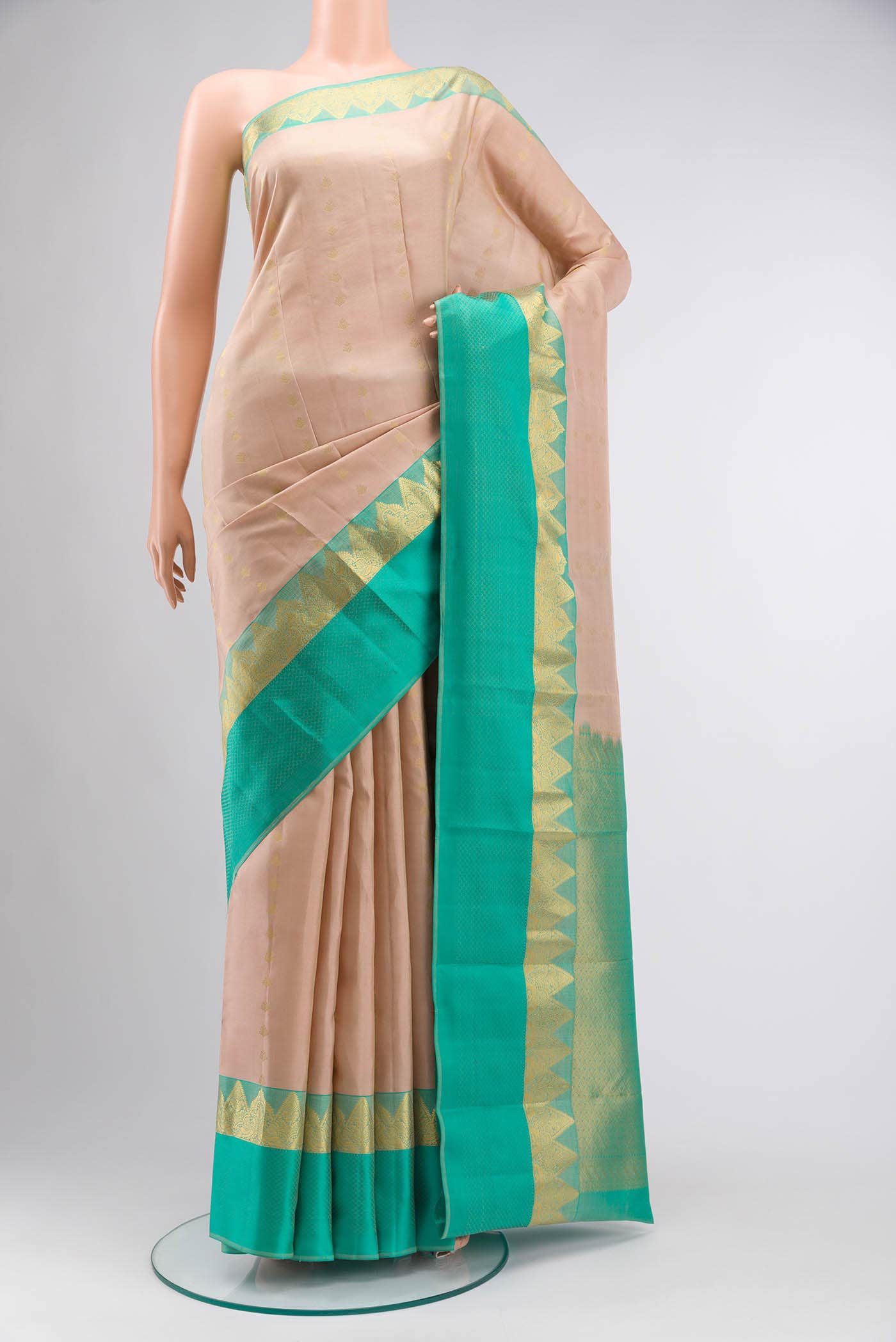 Beige Kanchipuram Silk Saree