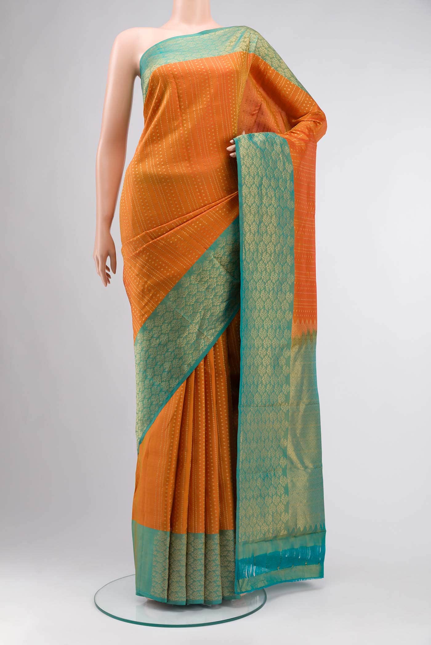 Orange Kanchipuram Silk Saree