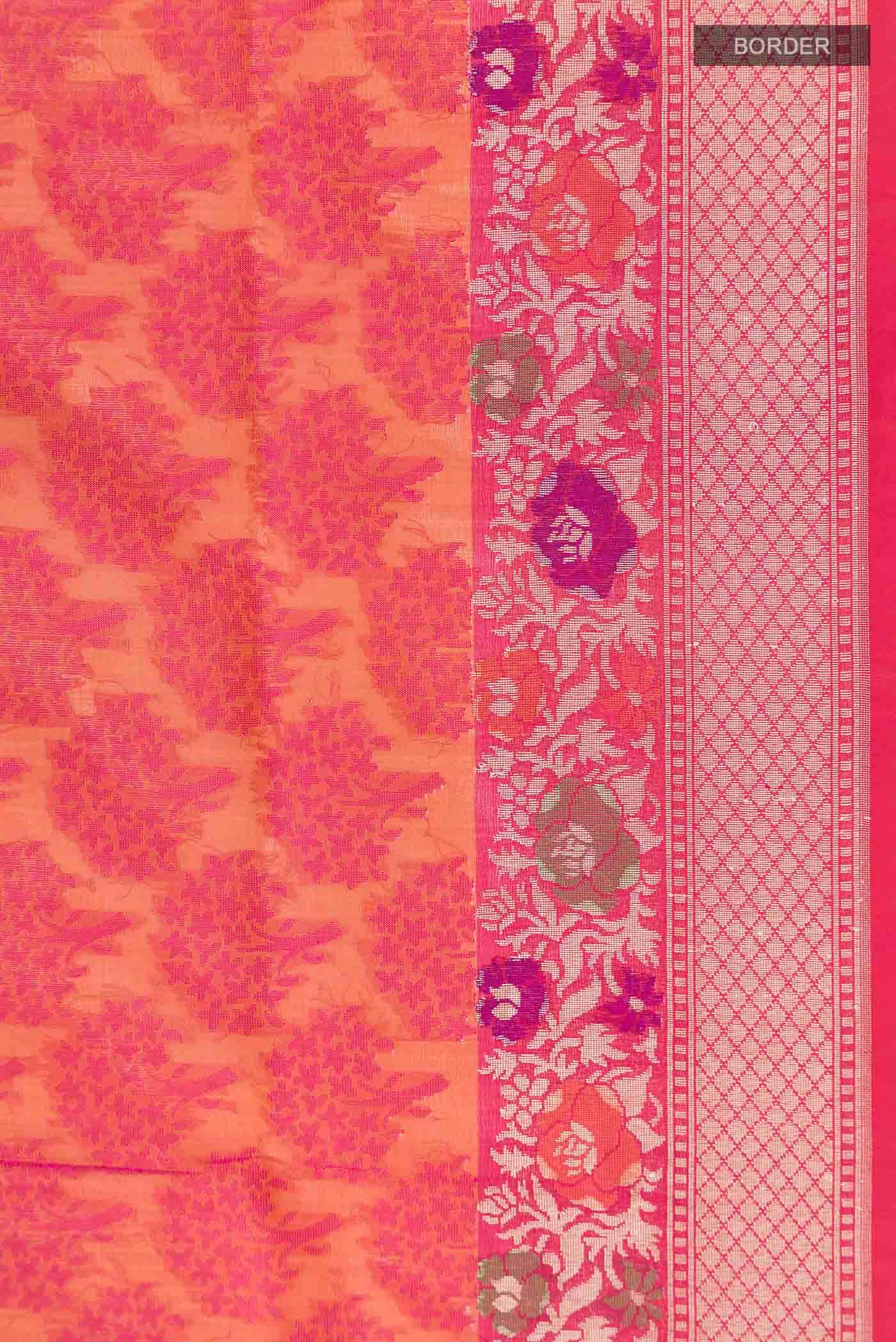 Orange Banarasi Silk Saree