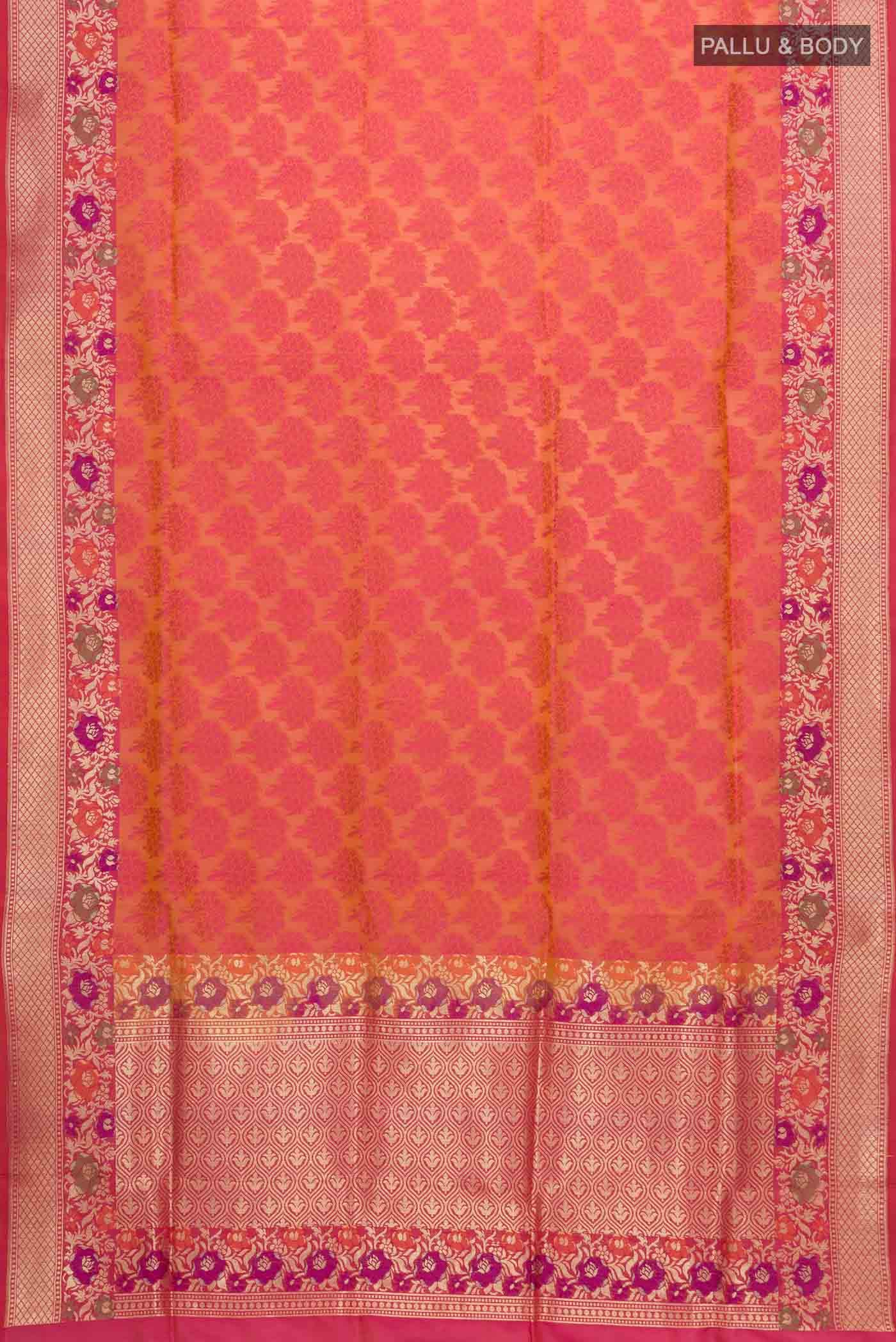 Orange Banarasi Silk Saree