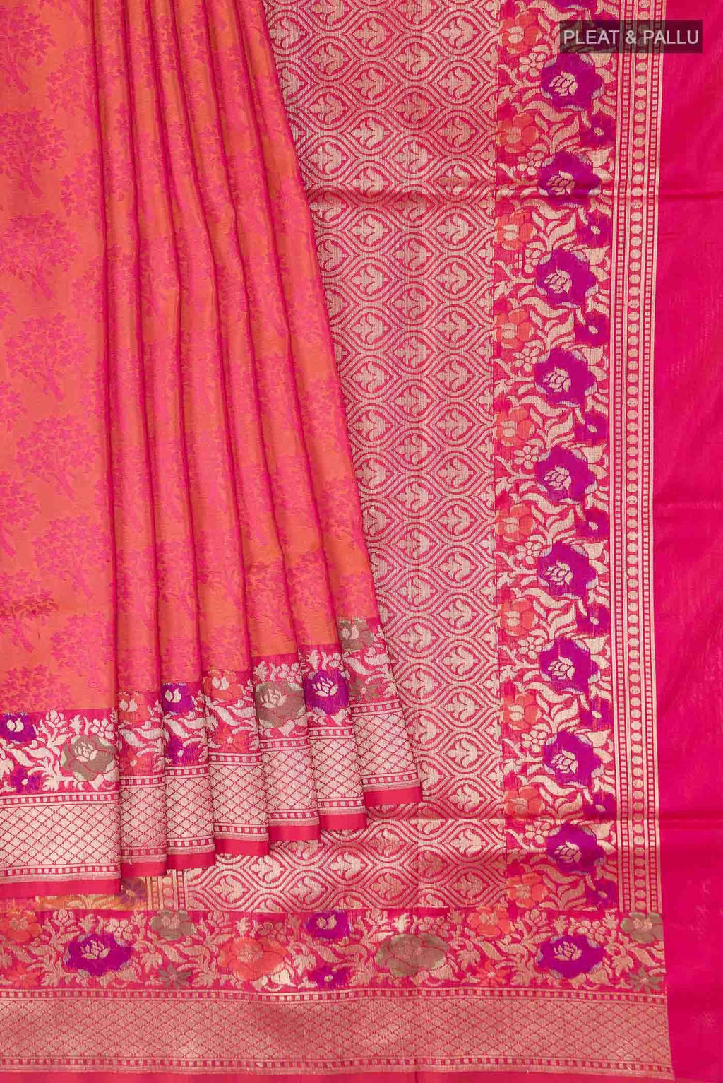 Orange Banarasi Silk Saree