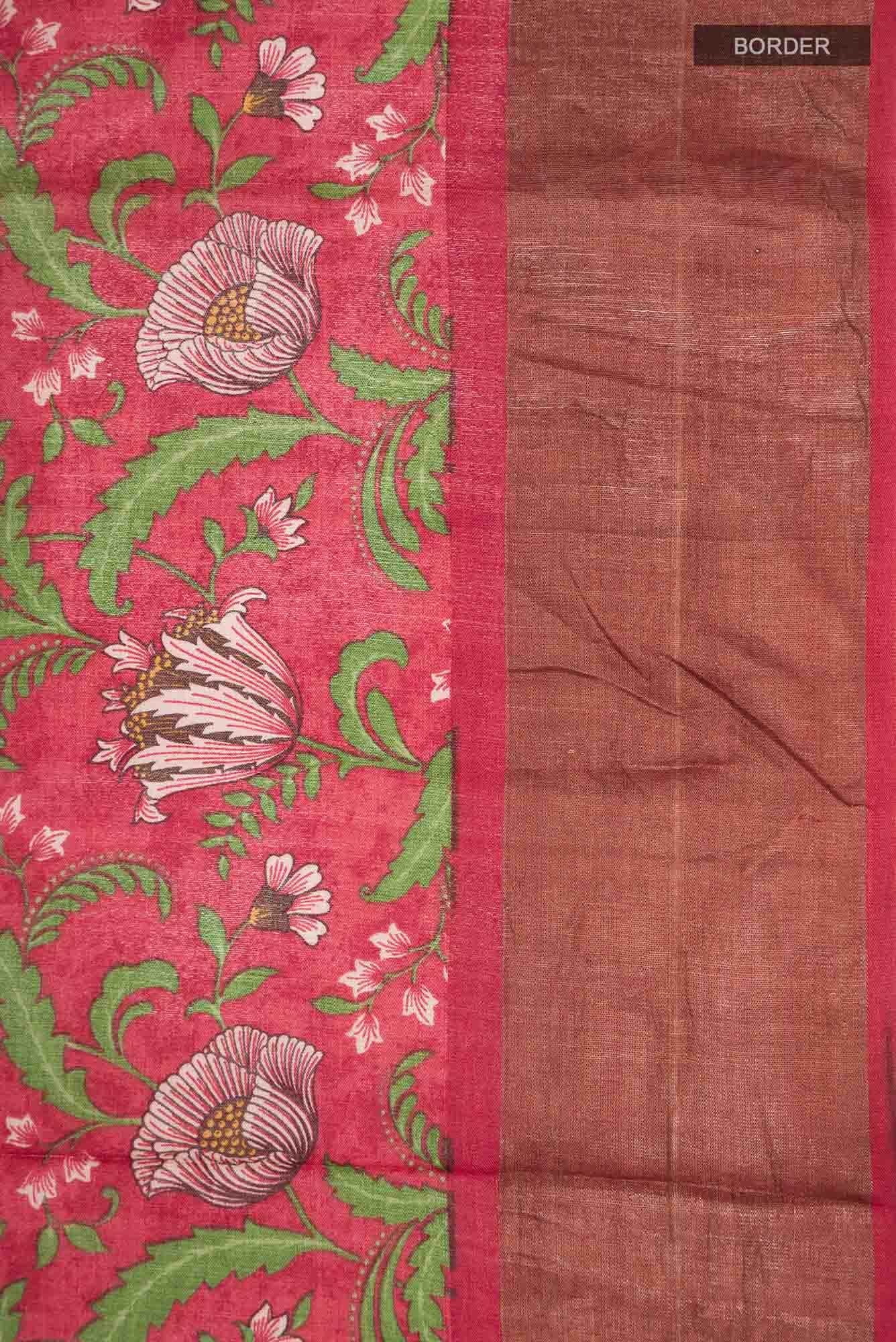 Red Bhagalpuri Tussar Silk Saree