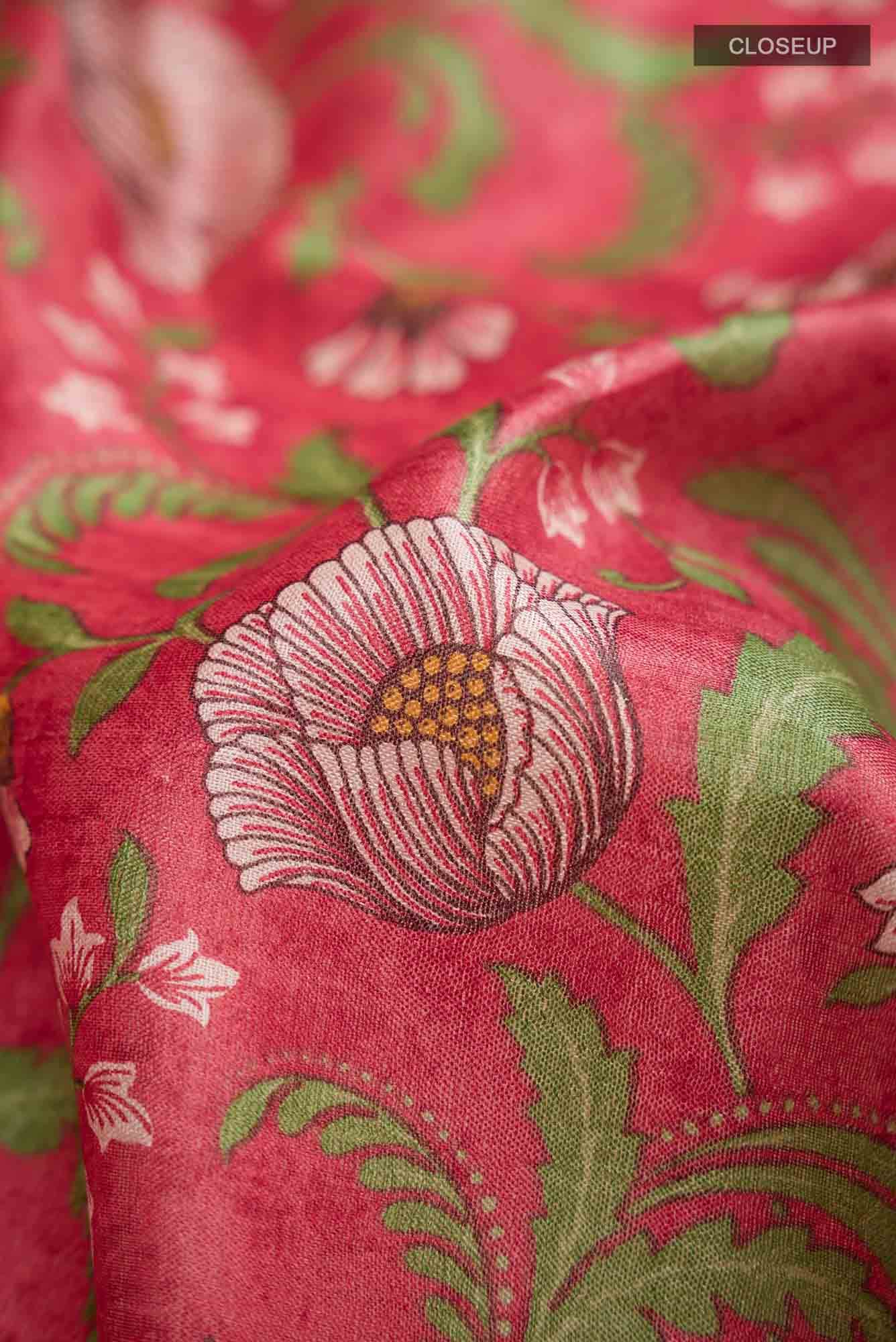 Red Bhagalpuri Tussar Silk Saree