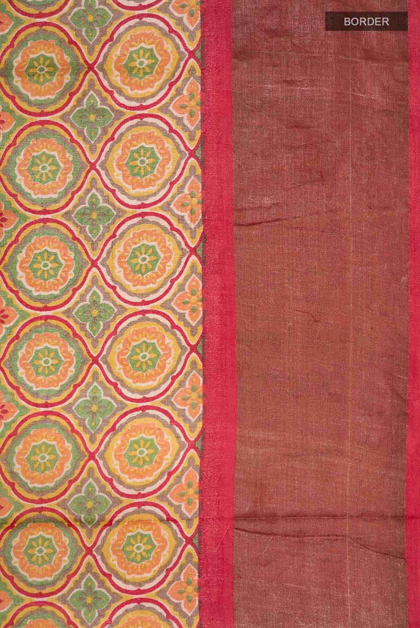 Mustard Bhagalpuri Tussar Silk Saree