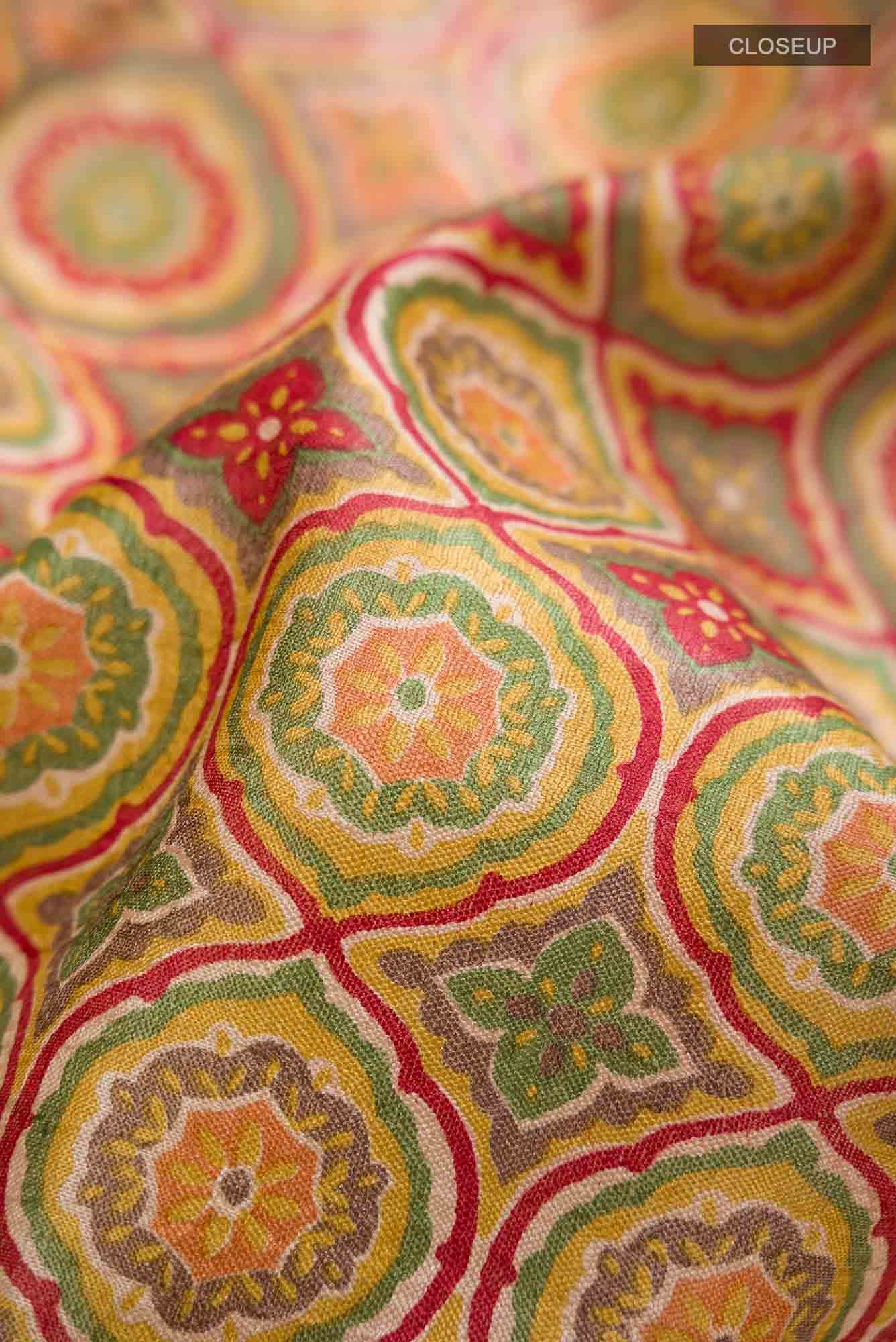 Mustard Bhagalpuri Tussar Silk Saree