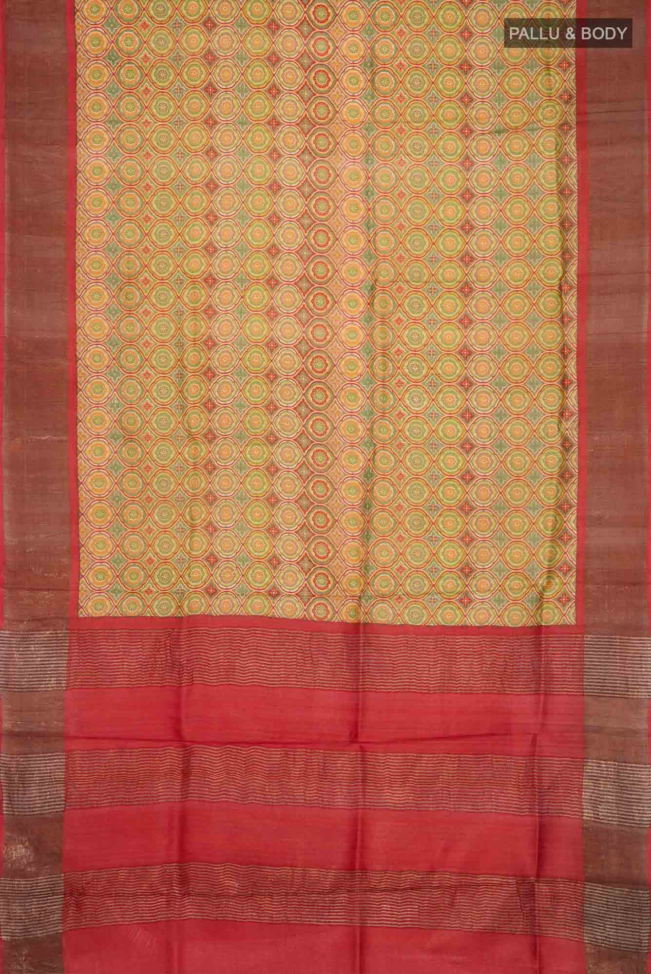 Mustard Bhagalpuri Tussar Silk Saree