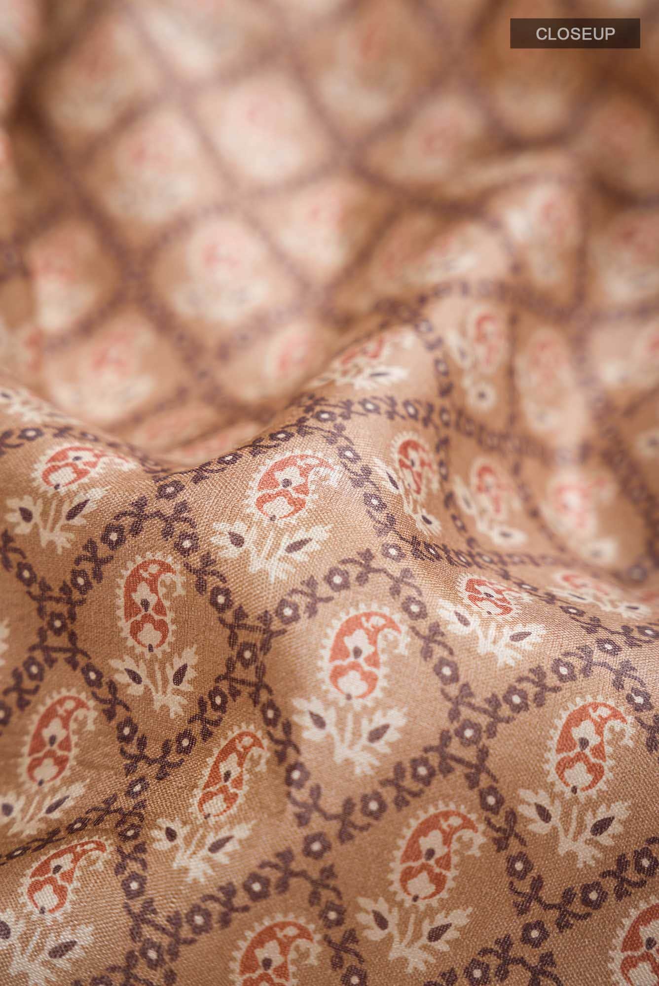 Beige Bhagalpuri Tussar Silk Saree