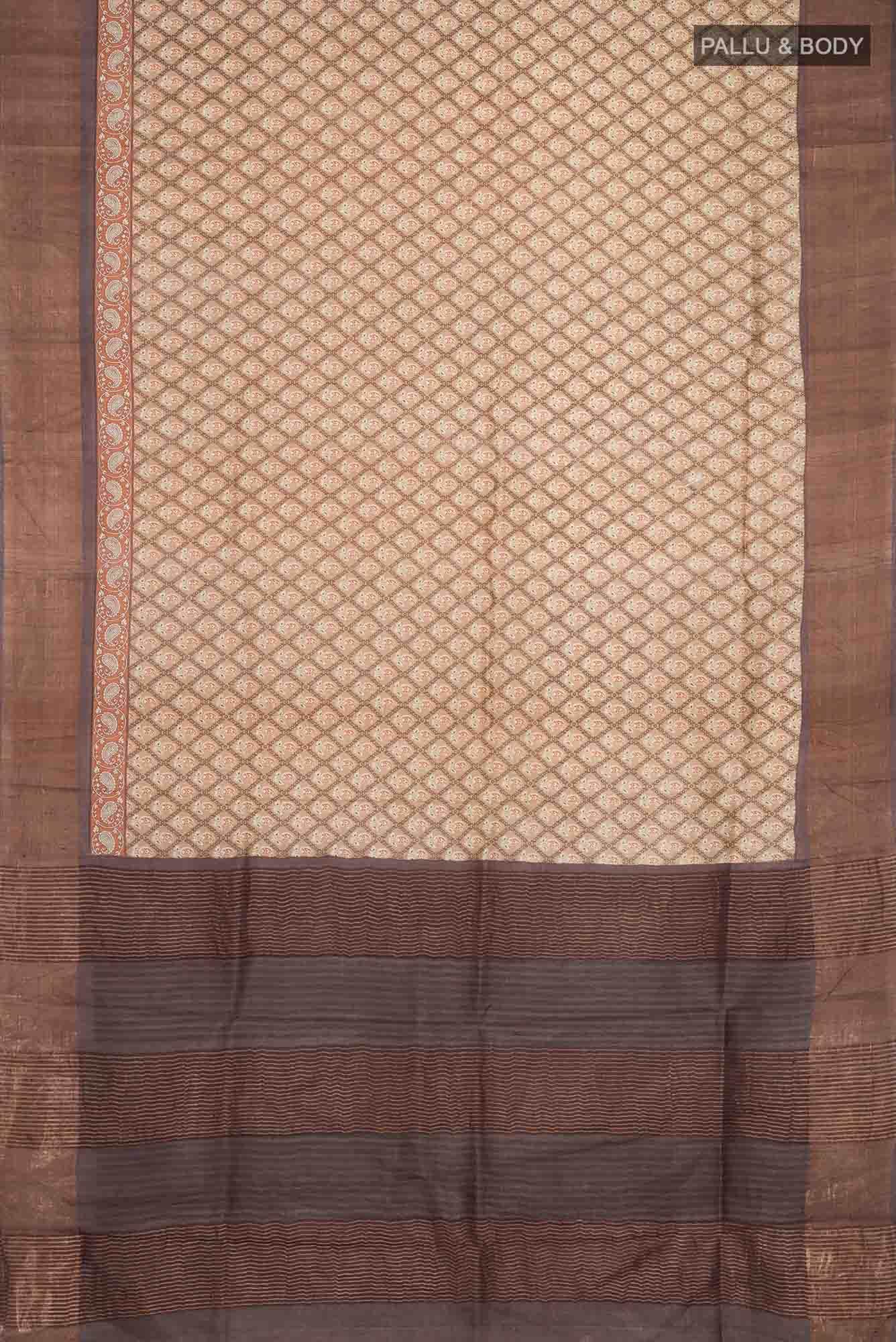Beige Bhagalpuri Tussar Silk Saree