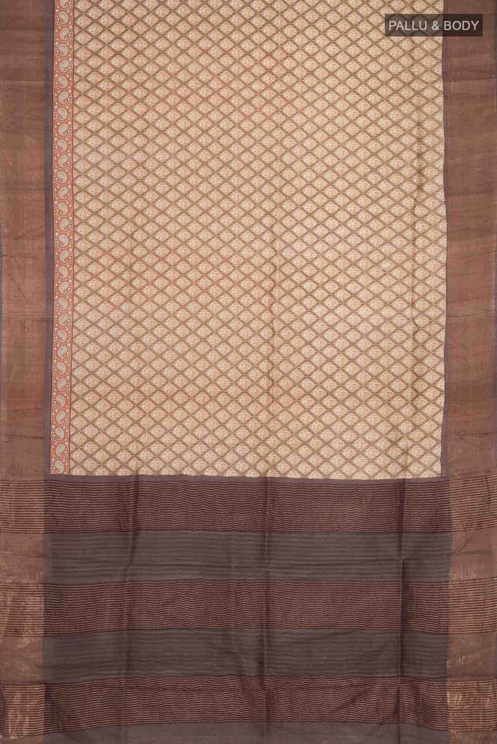 Beige Bhagalpuri Tussar Silk Saree