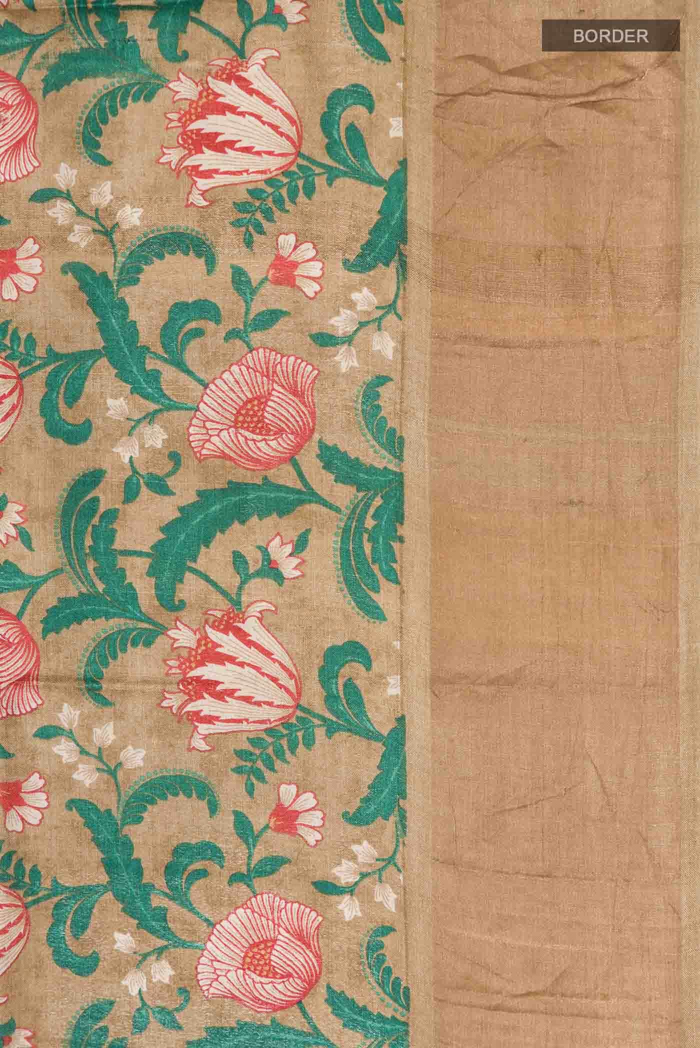 Brown Tussar Silk Saree
