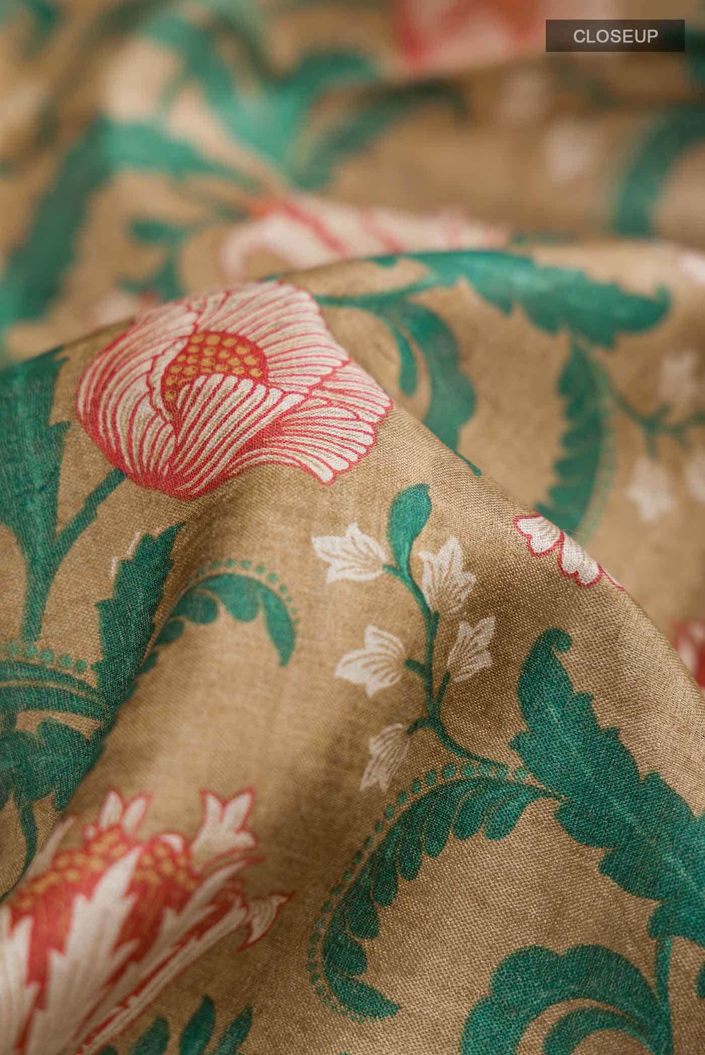 Brown Tussar Silk Saree