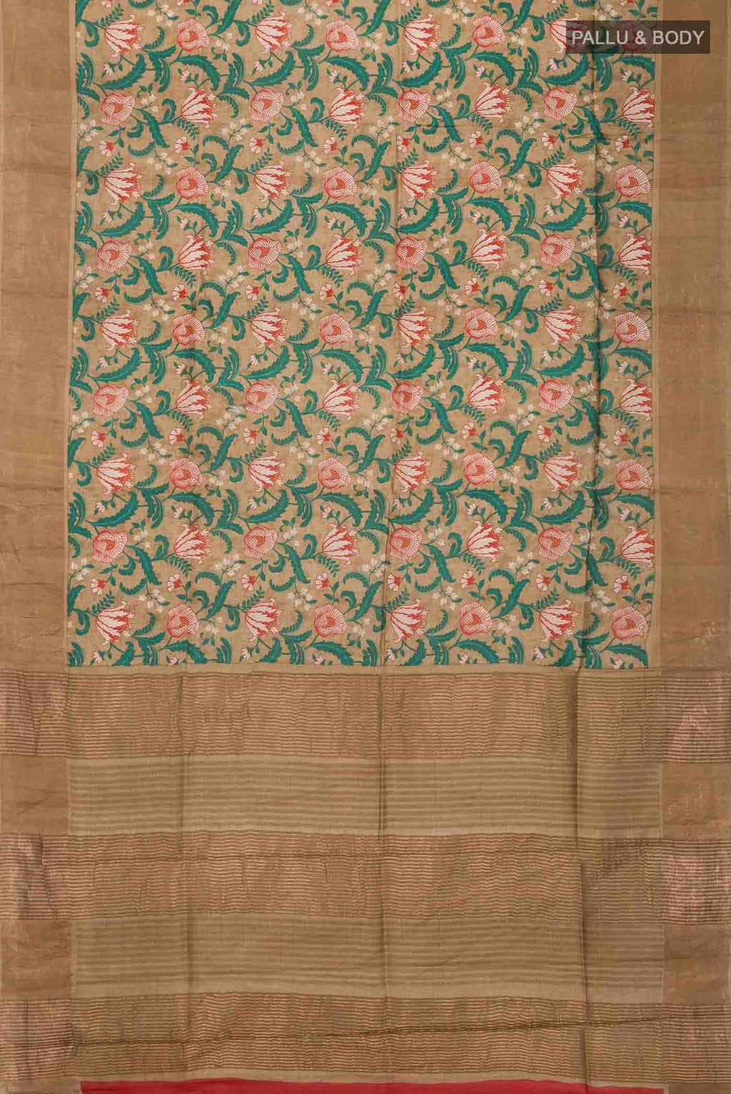 Brown Tussar Silk Saree