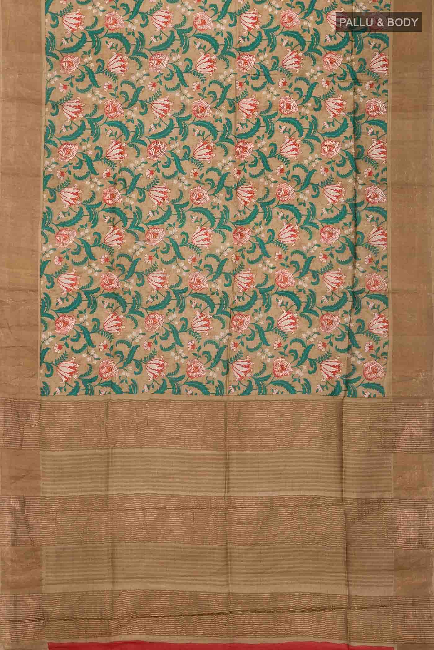 Brown Tussar Silk Saree
