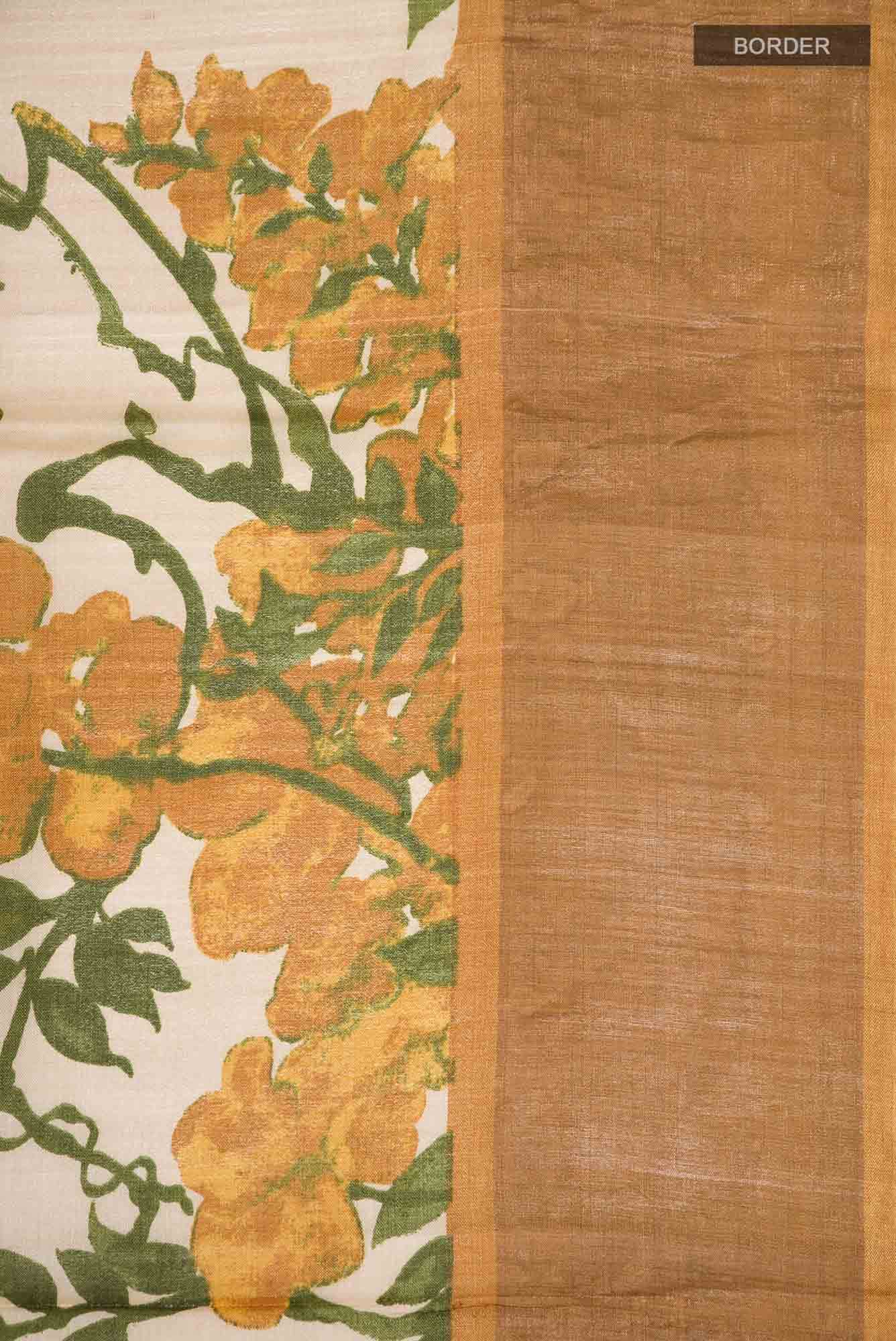 Beige Bhagalpuri Tussar Silk Saree