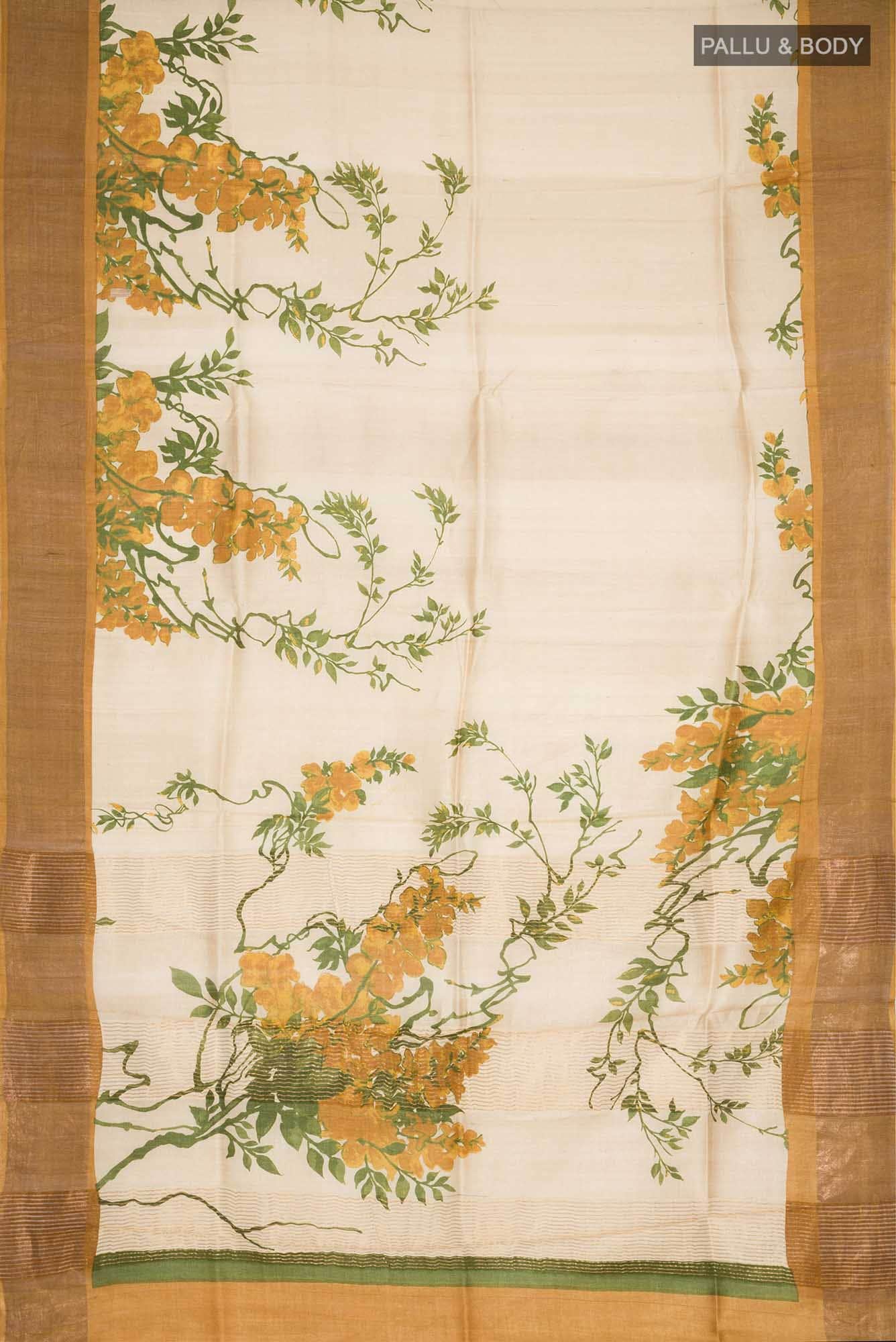 Beige Bhagalpuri Tussar Silk Saree