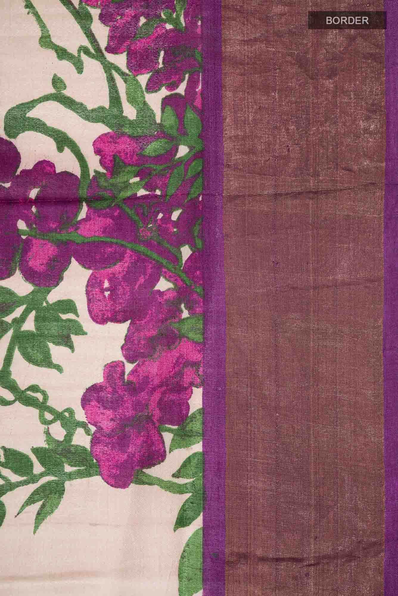 Beige Bhagalpuri Tussar Silk Saree