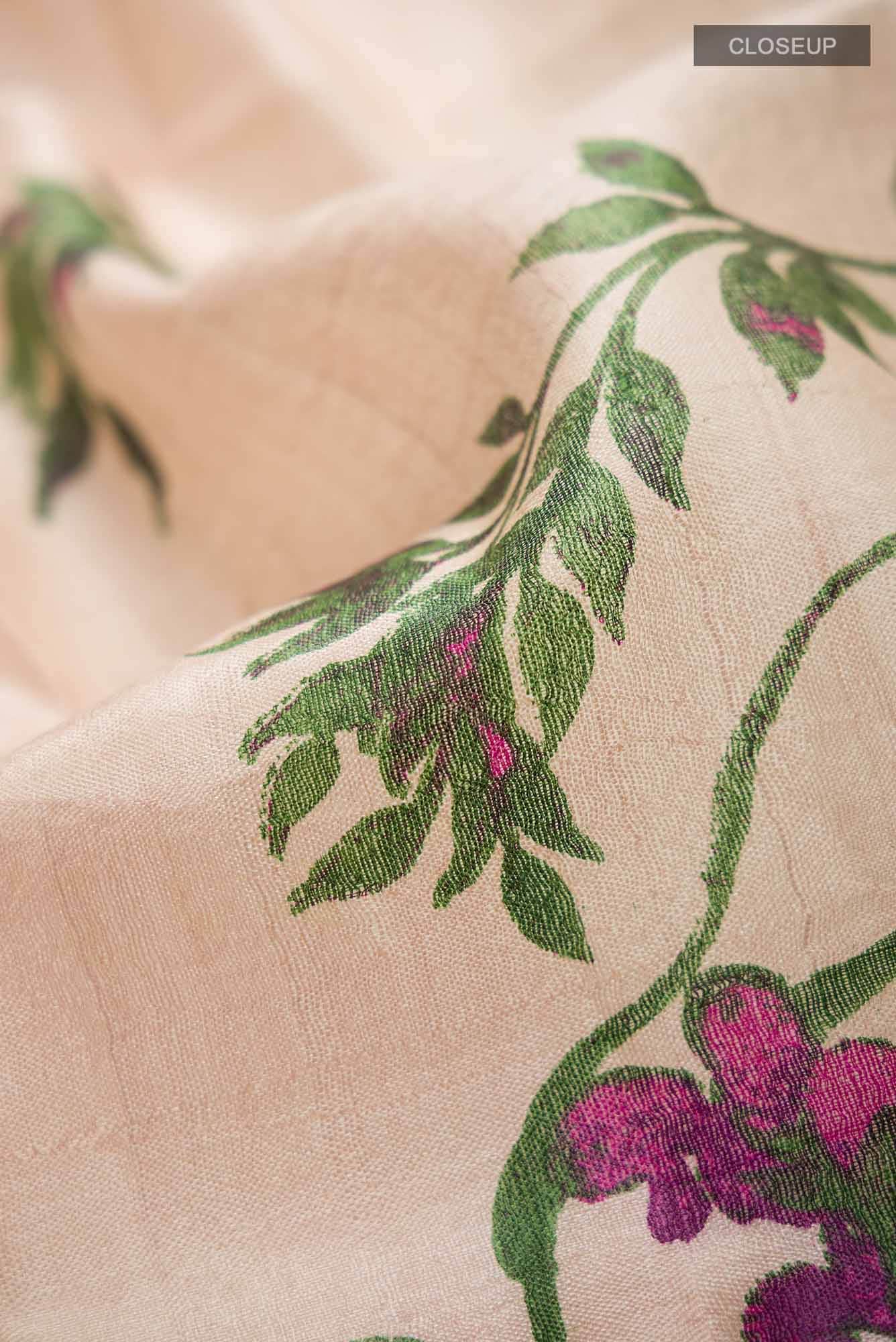 Beige Bhagalpuri Tussar Silk Saree