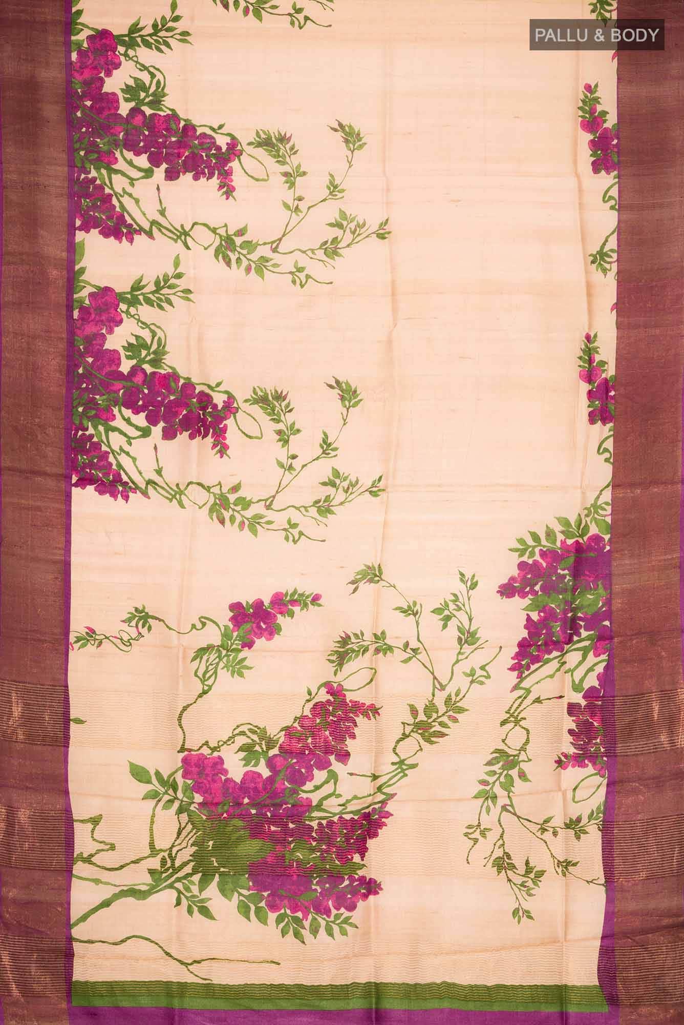 Beige Bhagalpuri Tussar Silk Saree