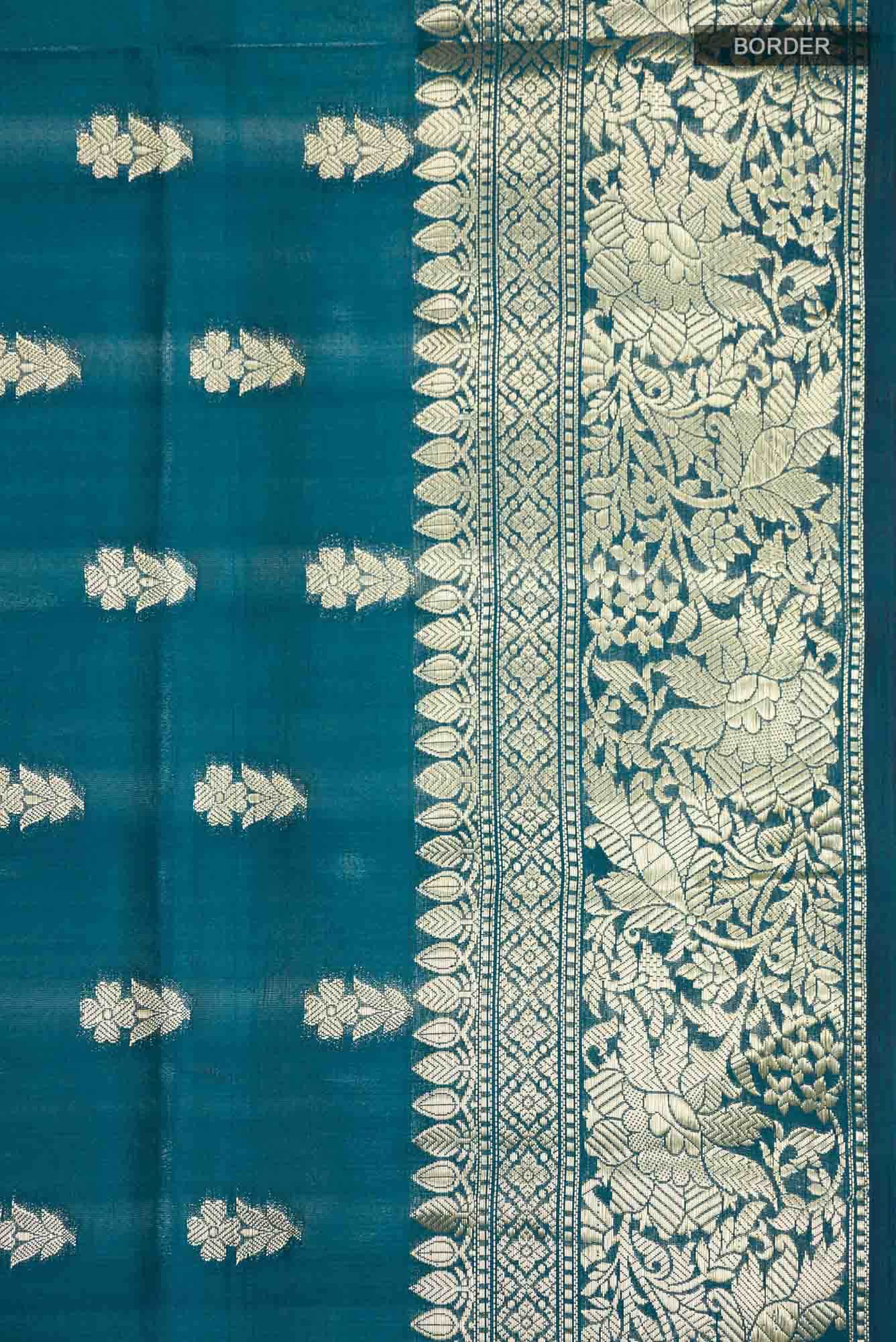 Blue Banarasi Raw Silk Saree