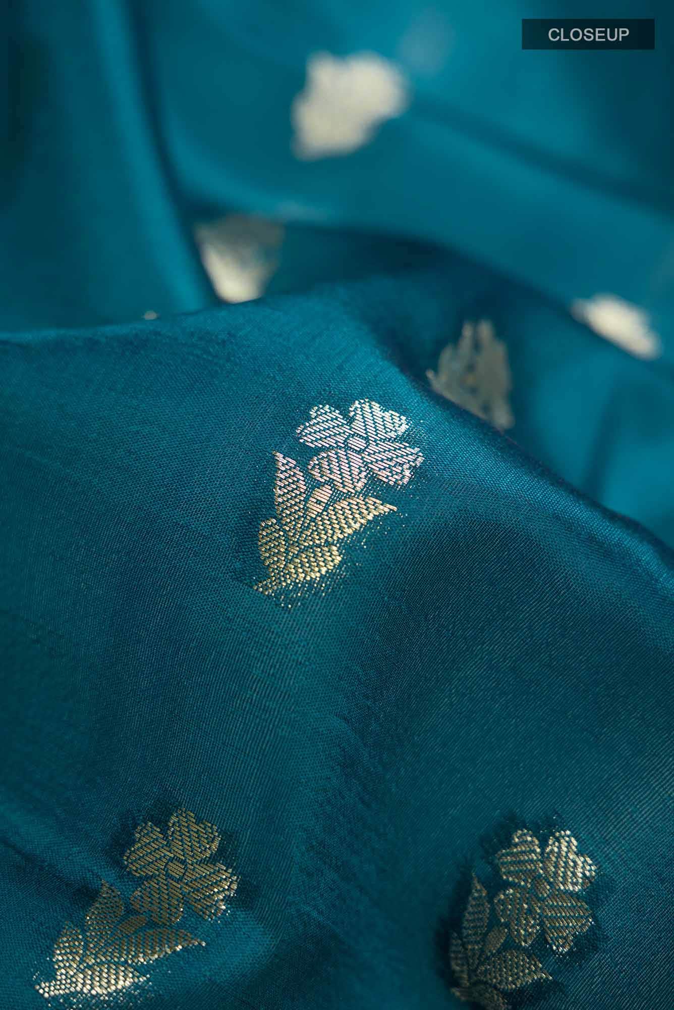 Blue Banarasi Raw Silk Saree