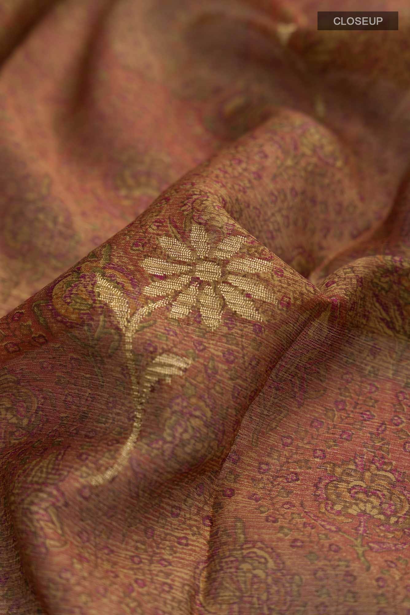 Brown Mysore Chiffon Saree