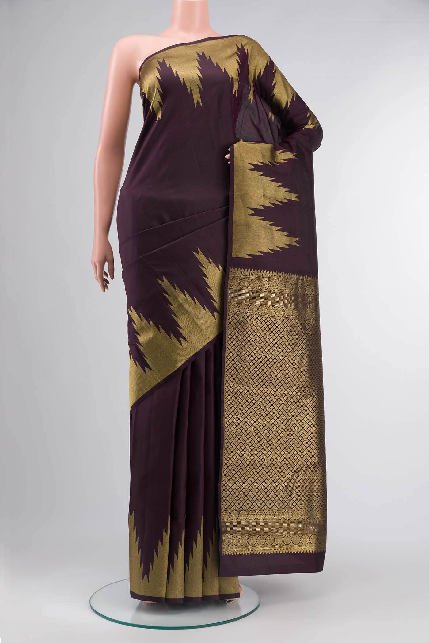 Brown Kanchipuram Silk Saree