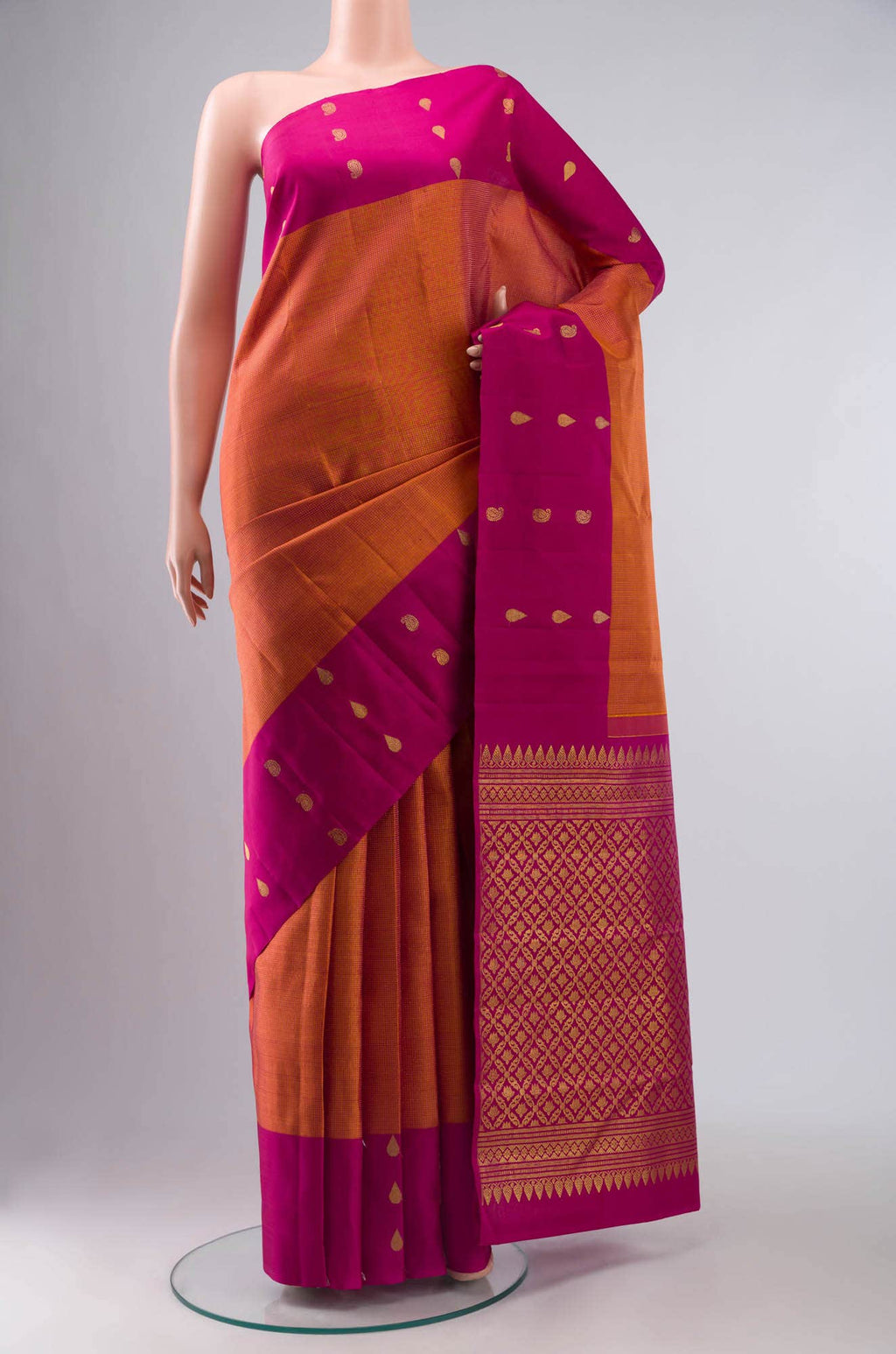 Orange Kanchipuram Silk Saree