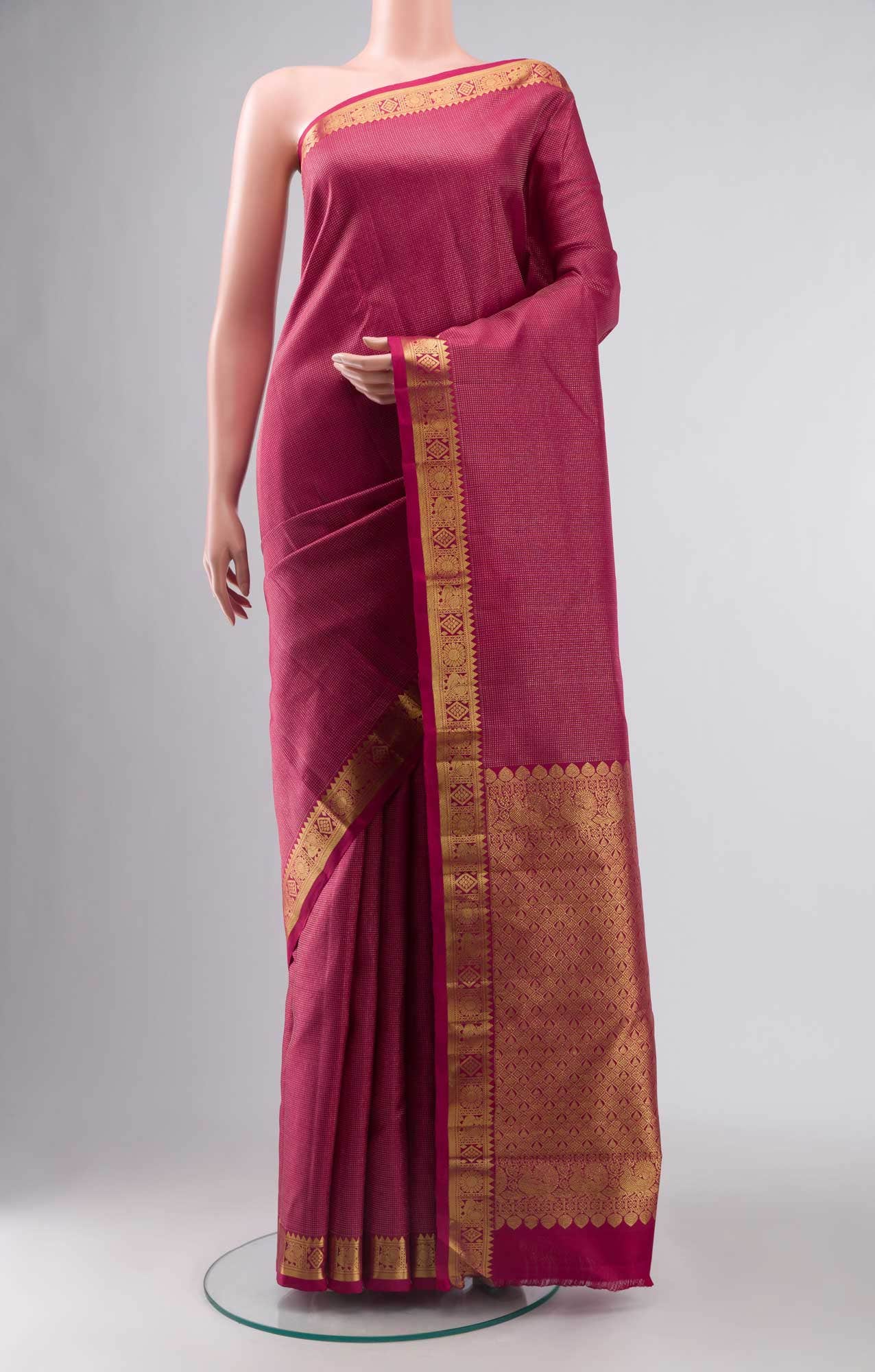 Dark Pink Kanchipuram Silk Saree
