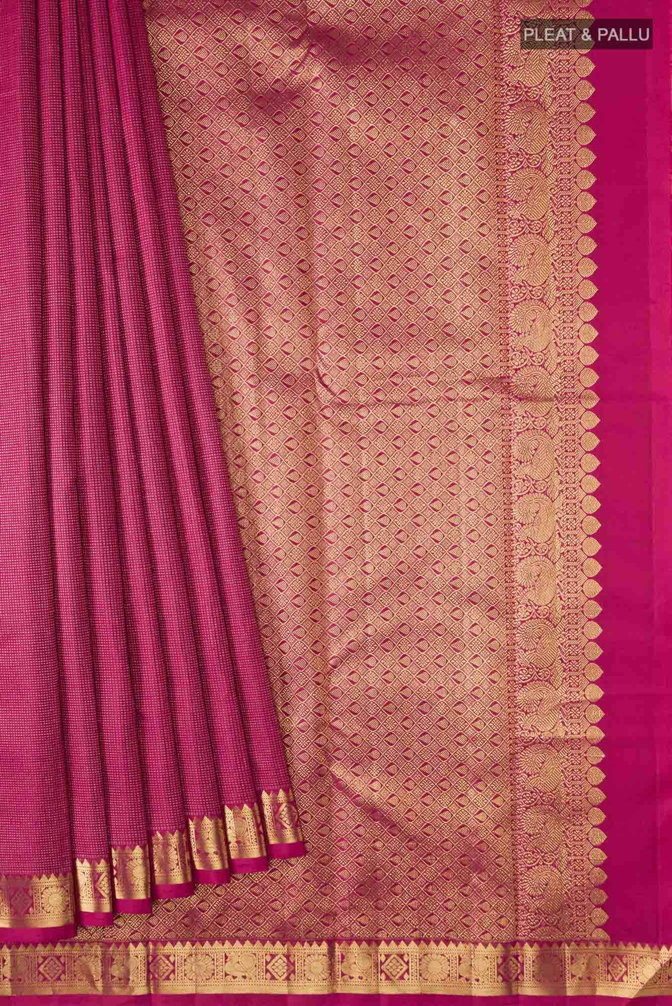 Dark Pink Kanchipuram Silk Saree