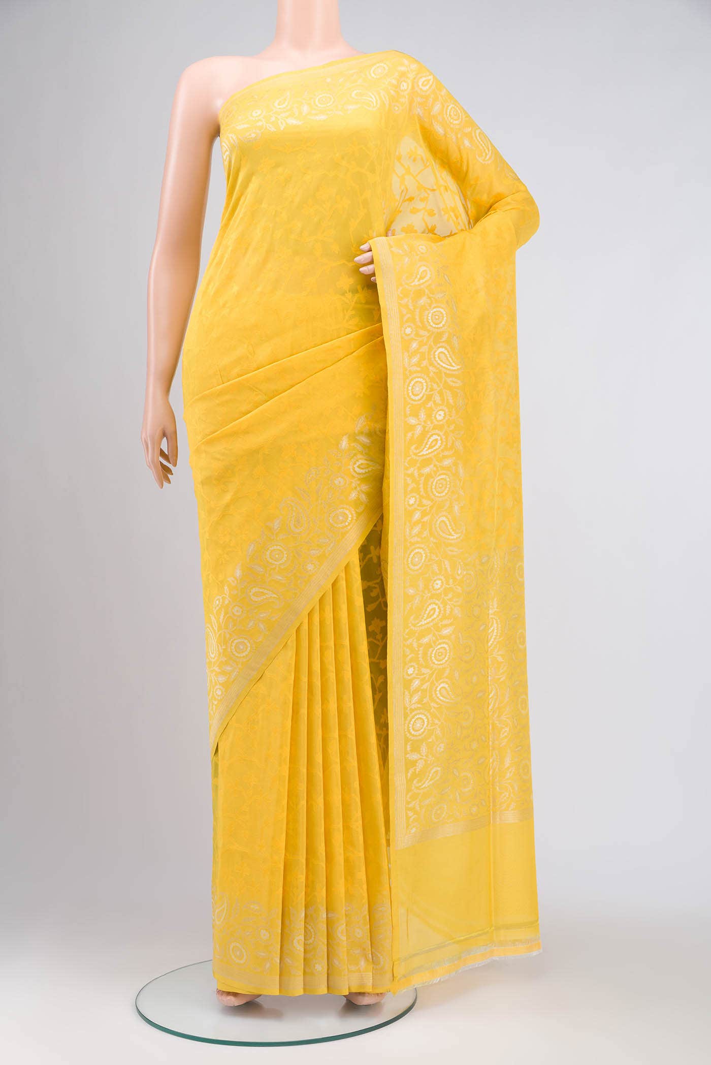 Yellow Banarasi Silk Saree