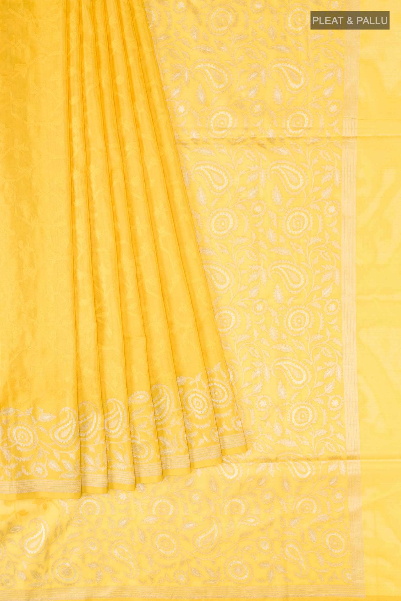 Yellow Banarasi Silk Saree