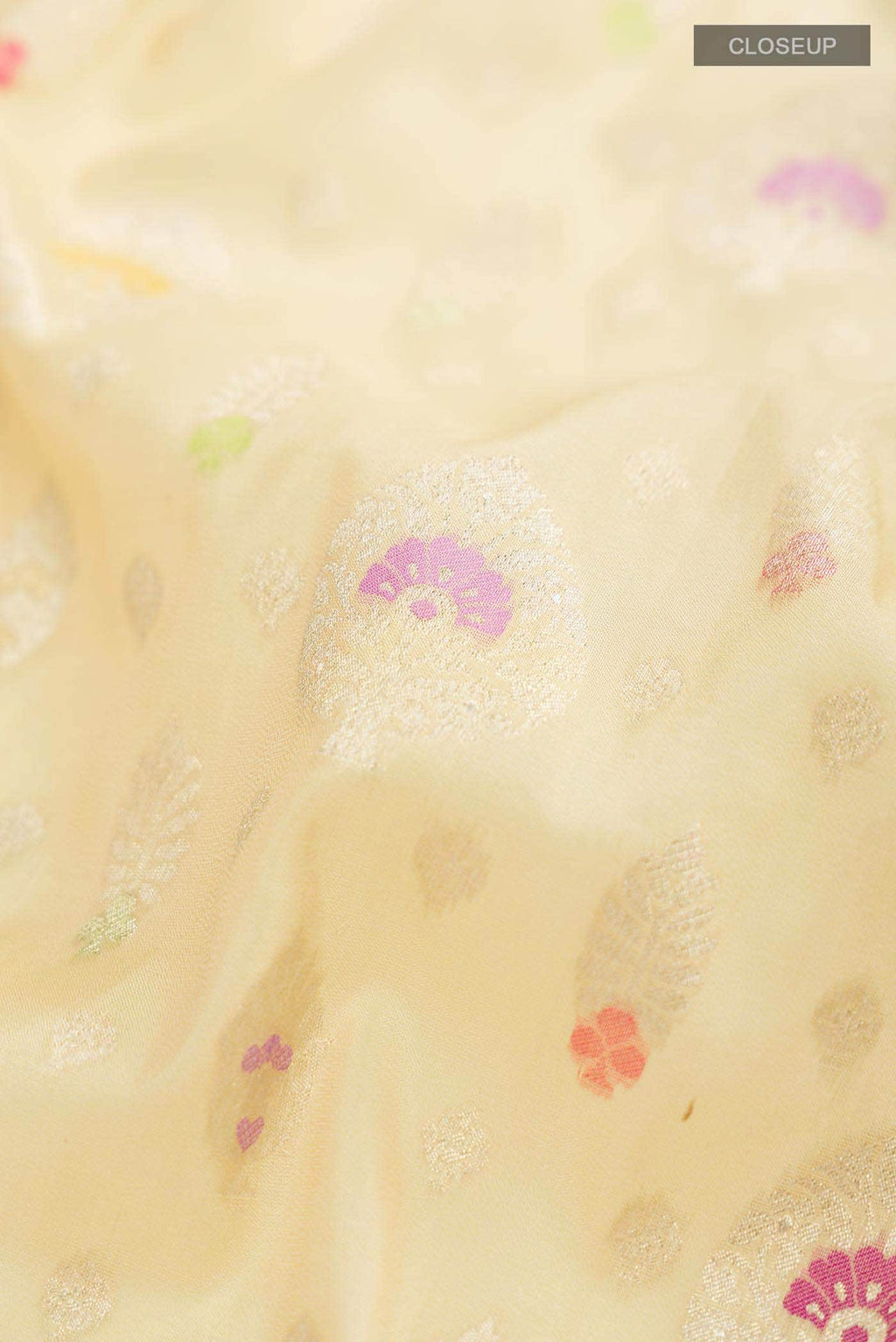 Cream Banarasi Silk Saree