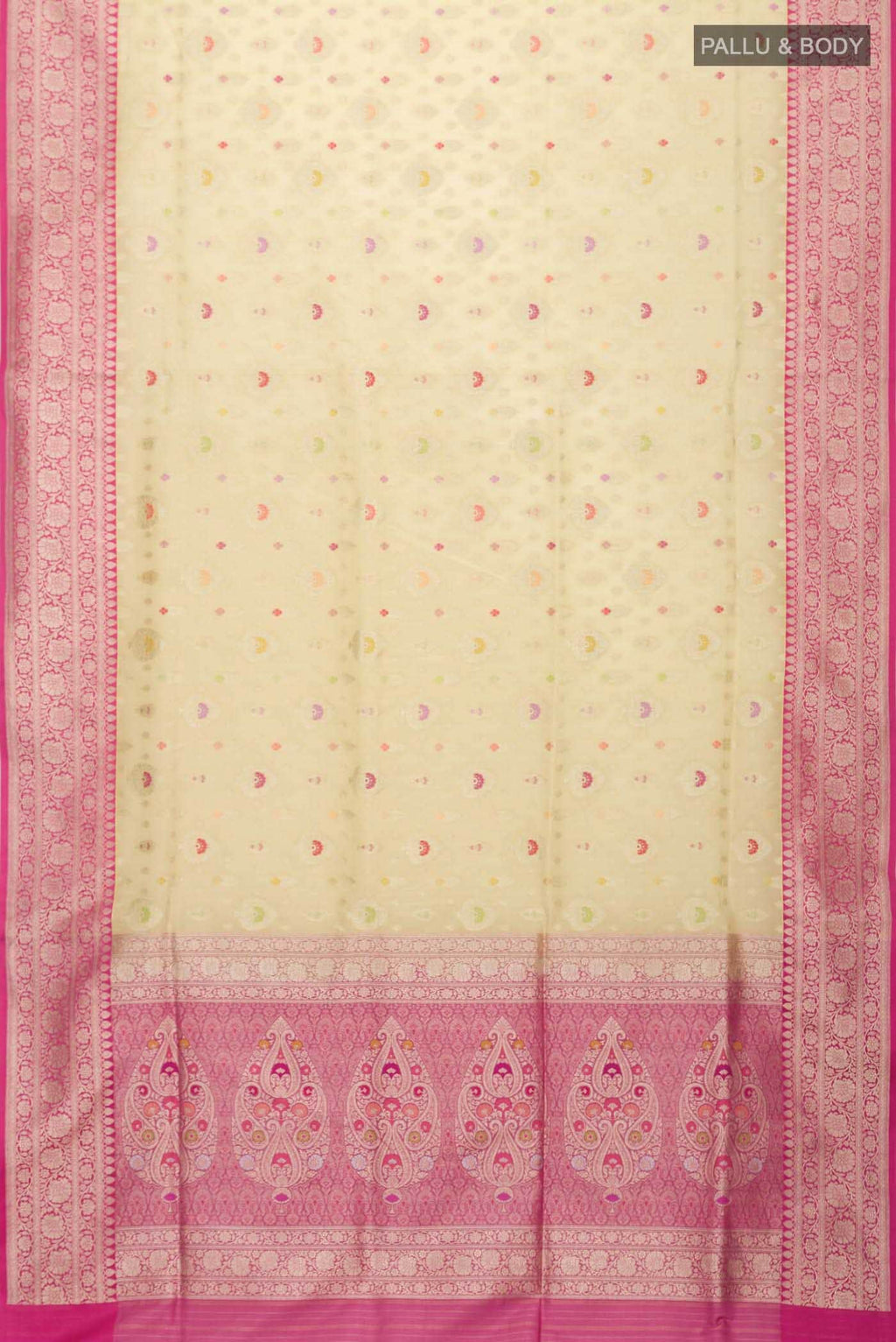 Cream Banarasi Silk Saree
