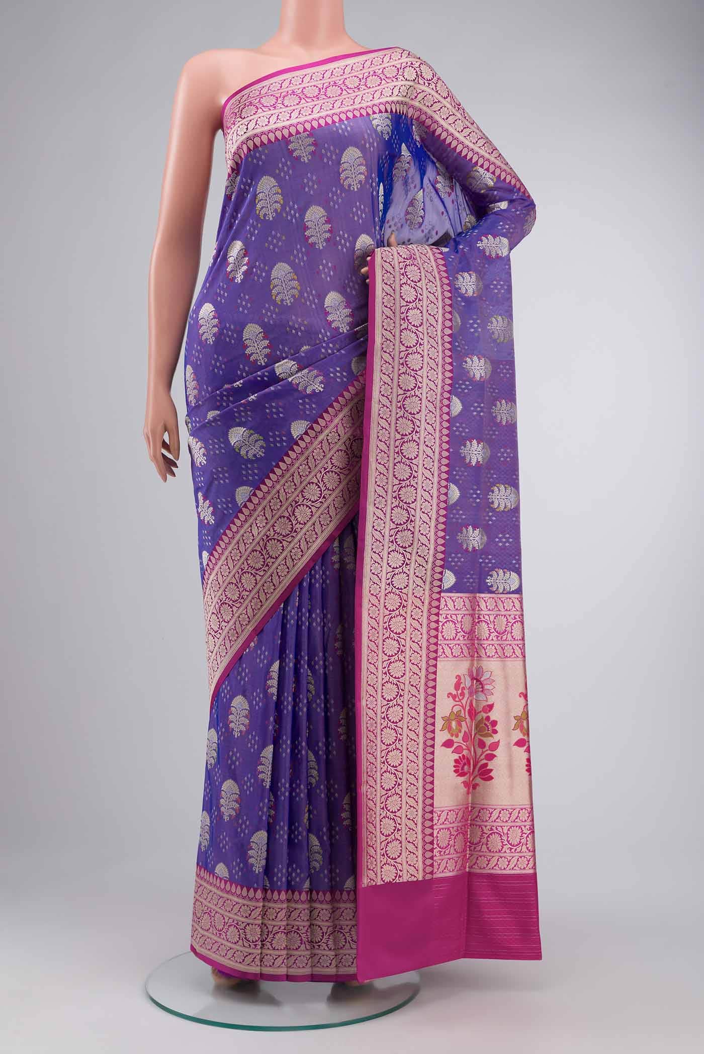 Lavender Banarasi Silk Saree